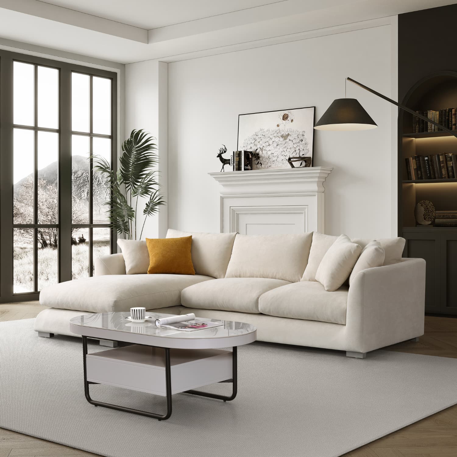 Sydney Feather Sectional Sofa - Beige