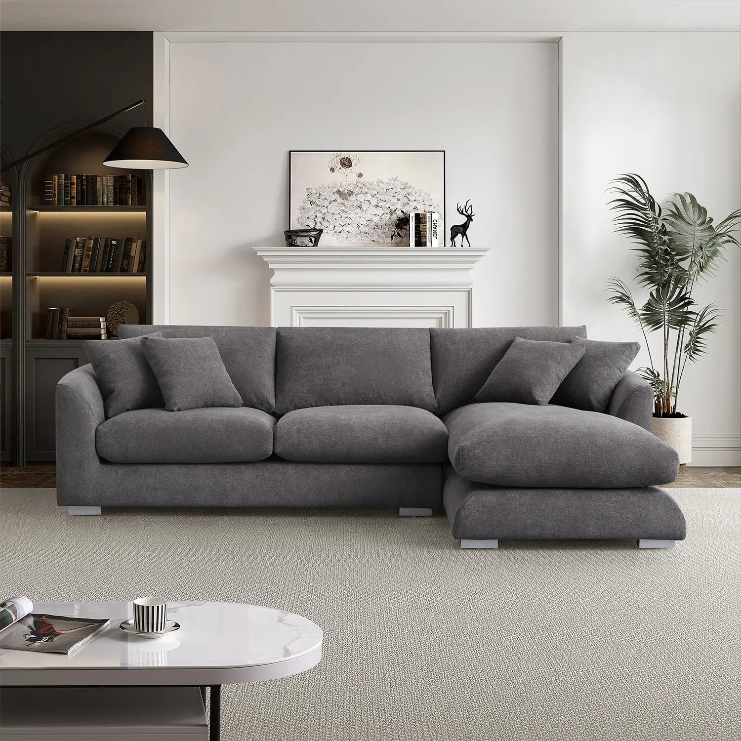 Sydney Feather Sectional Sofa - Grey