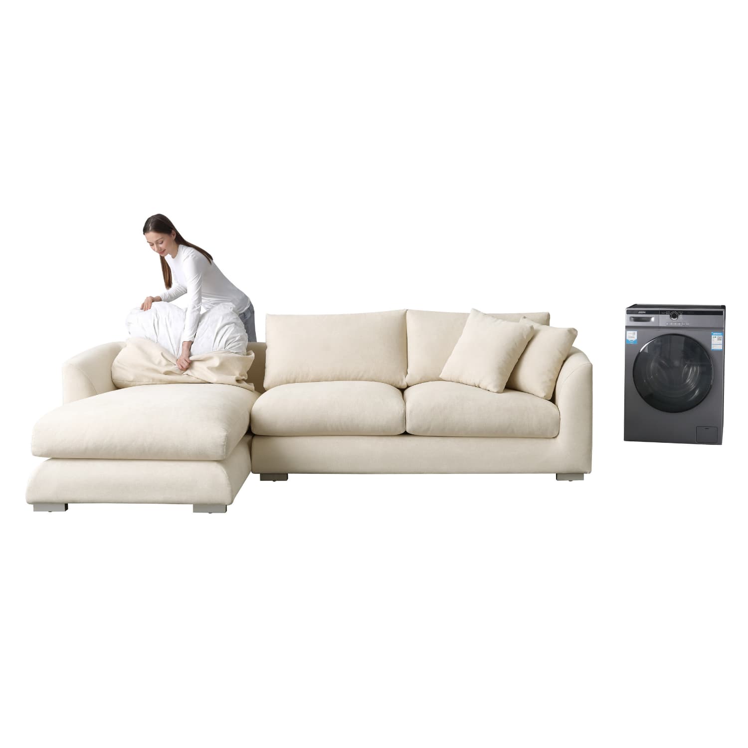 Sydney Feather Sectional Sofa - Beige