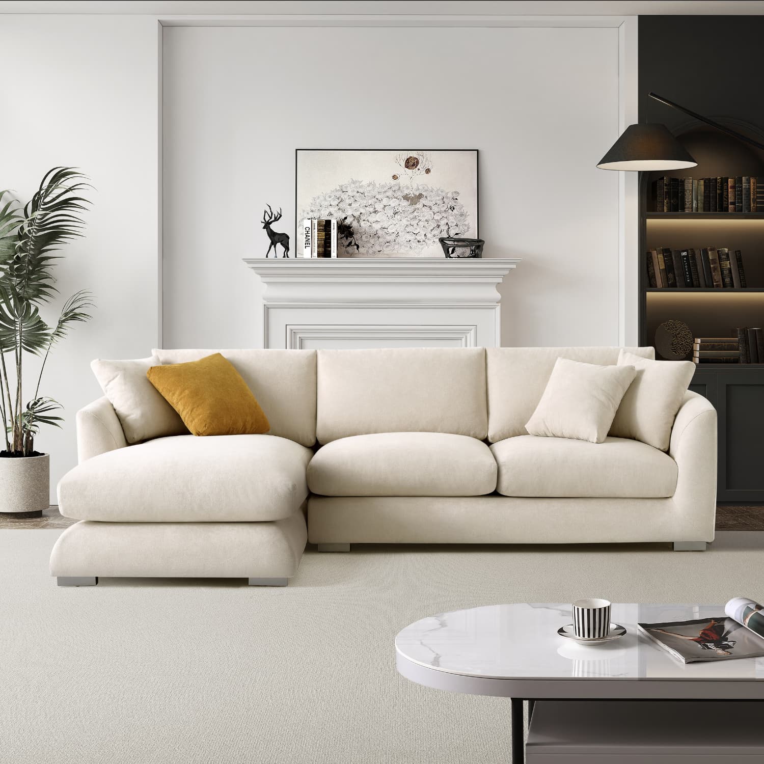 Sydney Feather Sectional Sofa - Beige