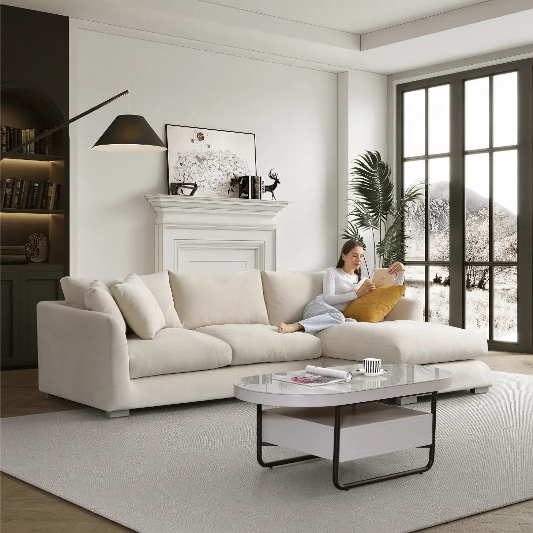 Sydney Feather Sectional Sofa - Beige