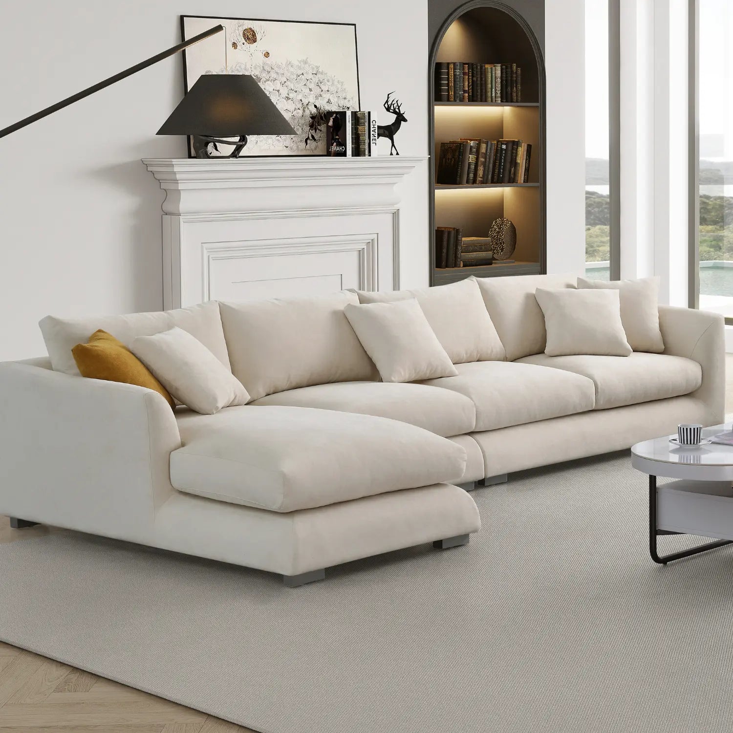 Sydney Feather Sectional Sofa - Beige