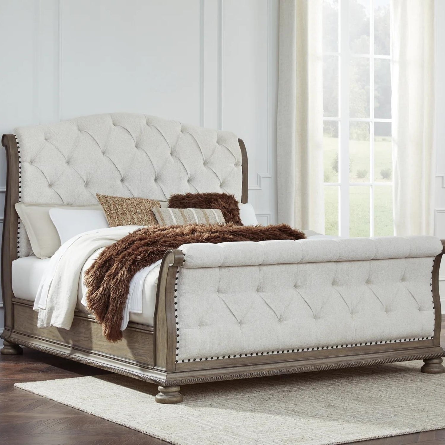 Versailles Upholstered Sleigh Bed
