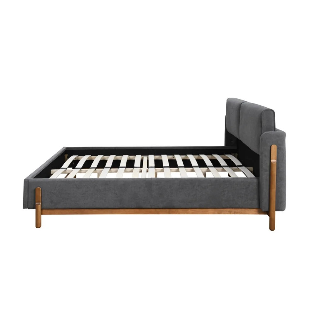 Cortina Bed - Dark Grey & Walnut