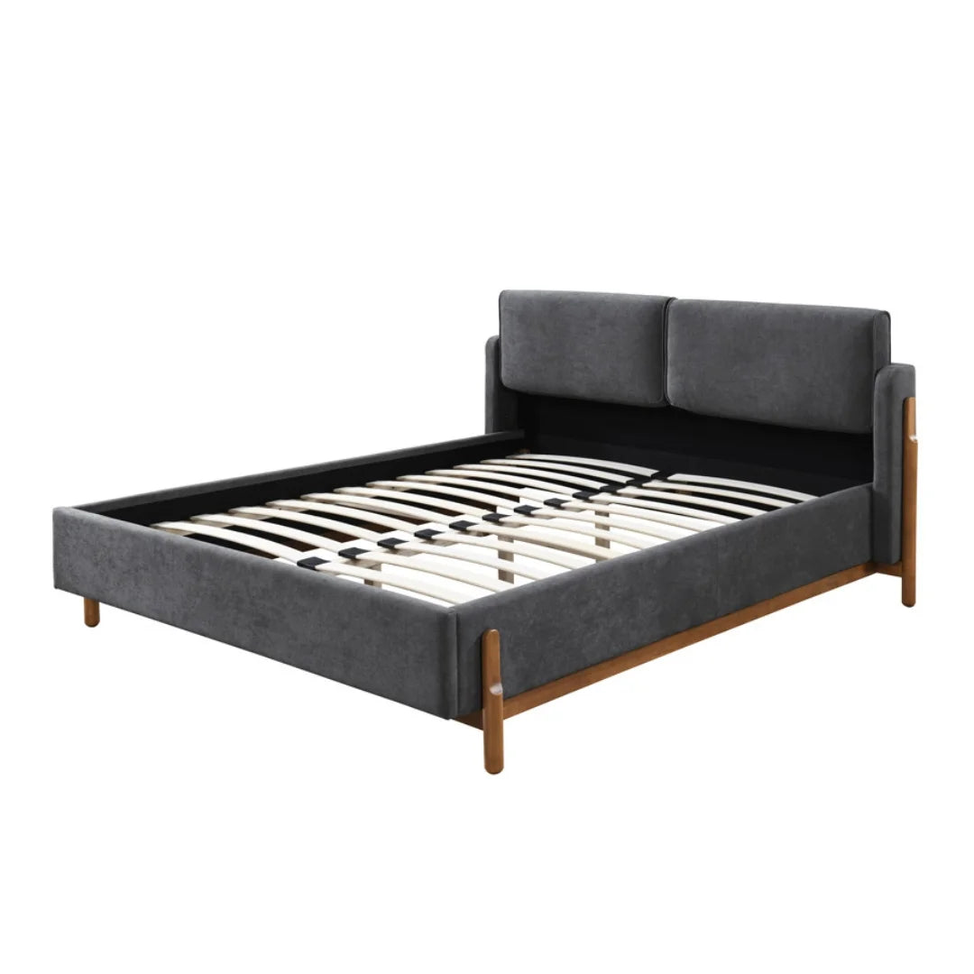 Cortina Bed - Dark Grey & Walnut