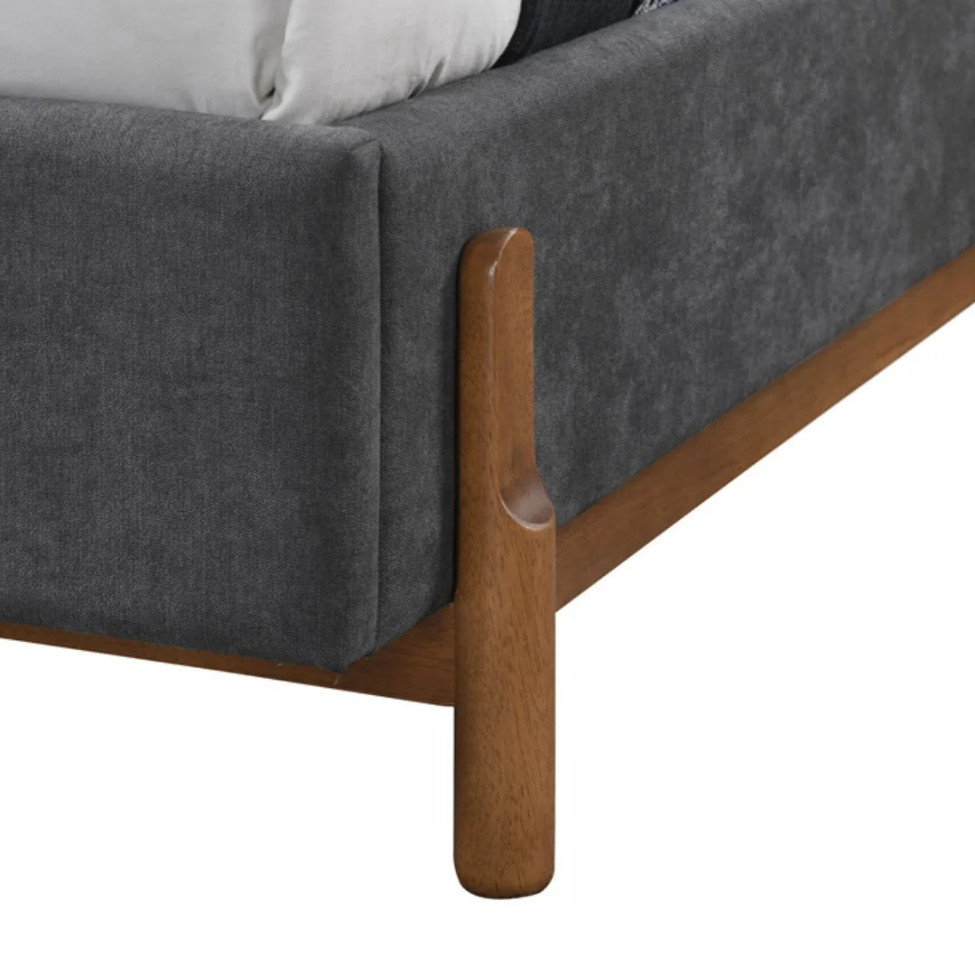 Cortina Bed - Dark Grey & Walnut