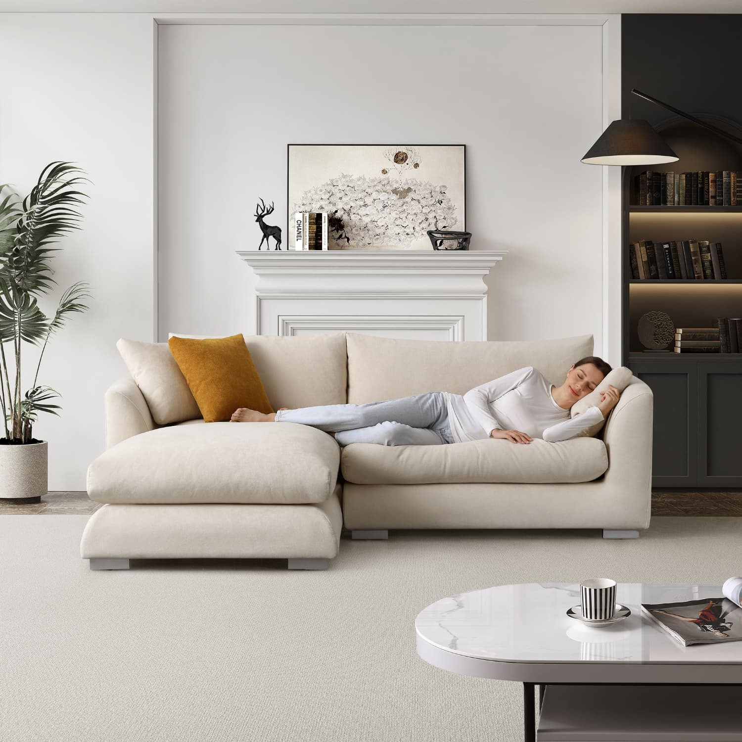 Sydney Feather Sectional Sofa - Beige