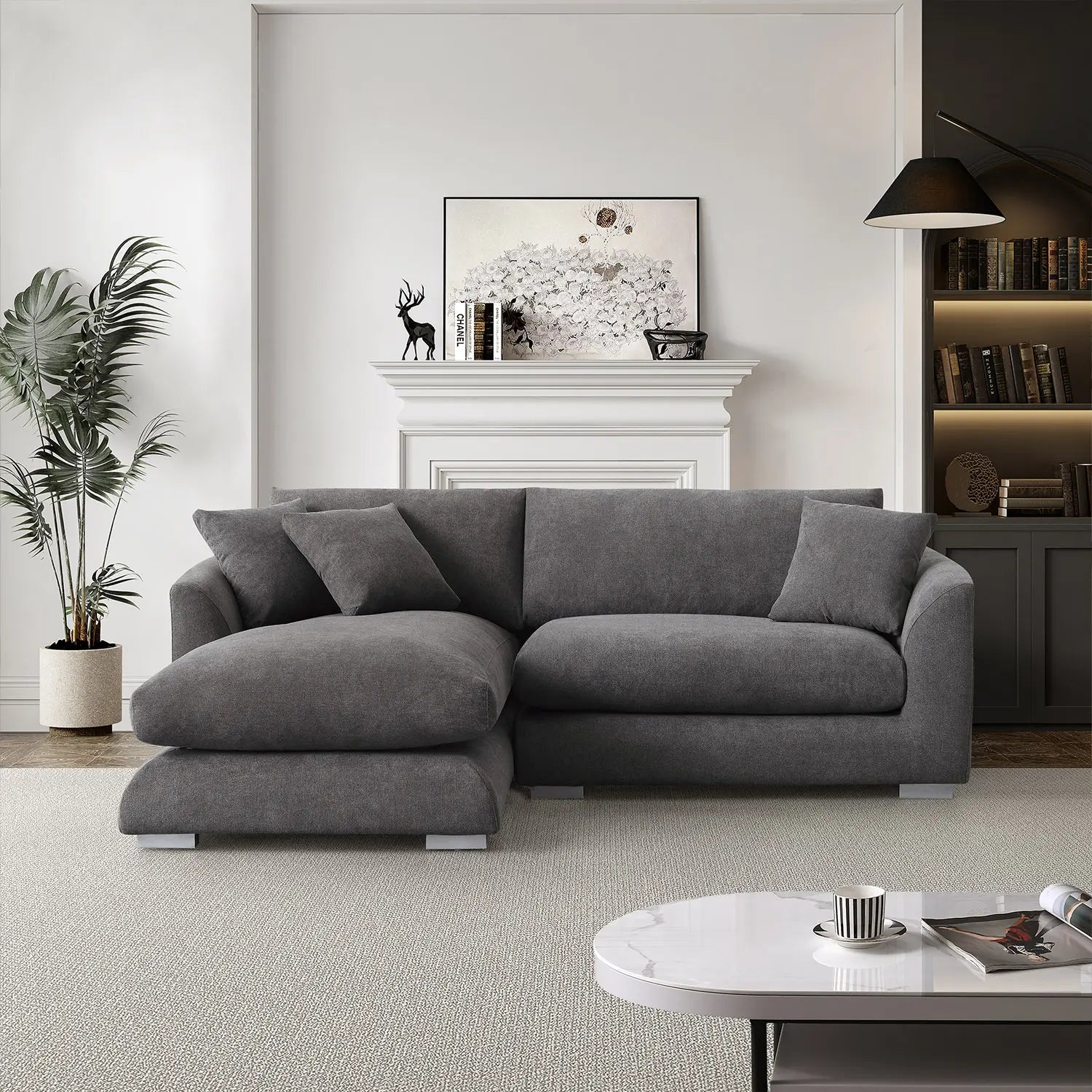 Sydney Feather Sectional Sofa - Grey