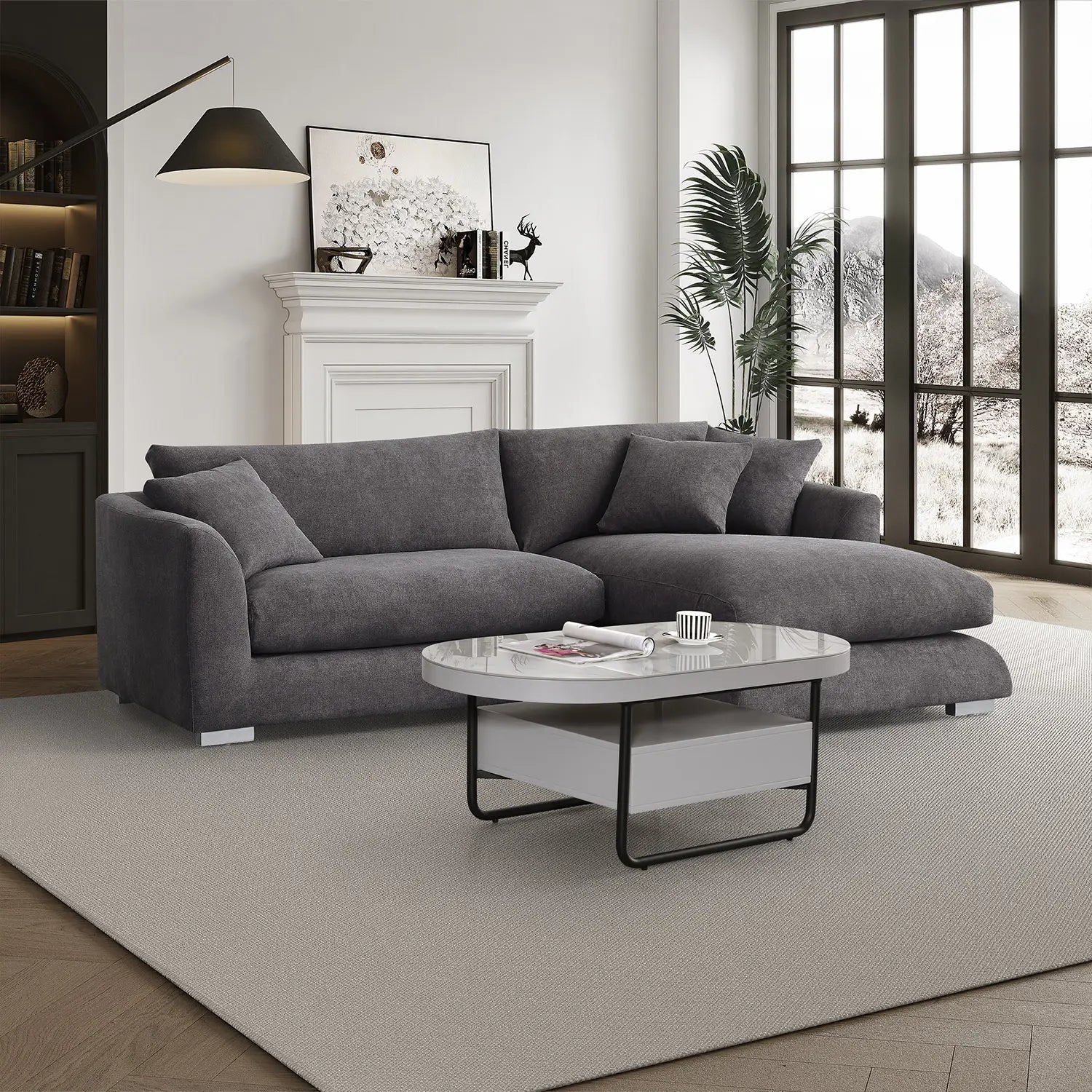 Sydney Feather Sectional Sofa - Grey
