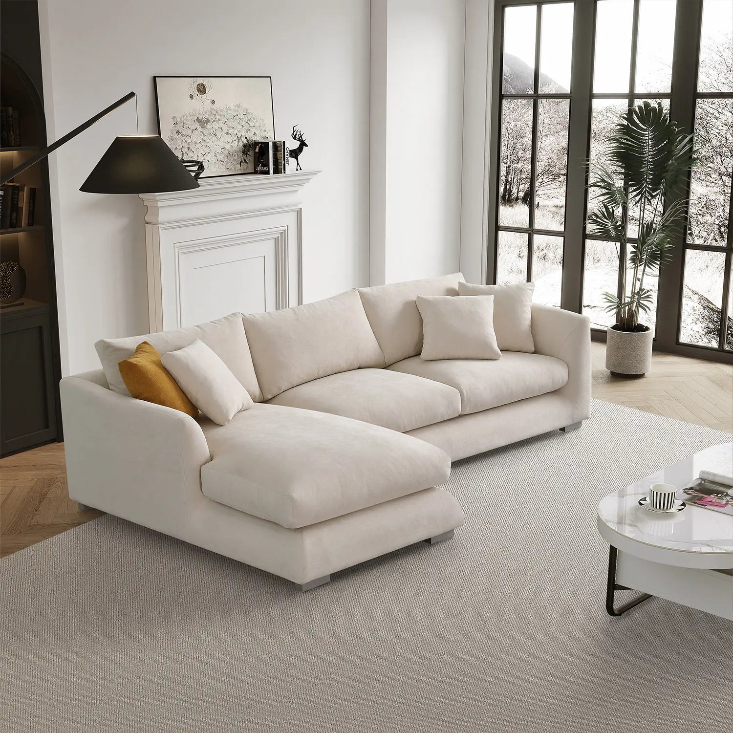 Sydney Feather Sectional Sofa - Beige