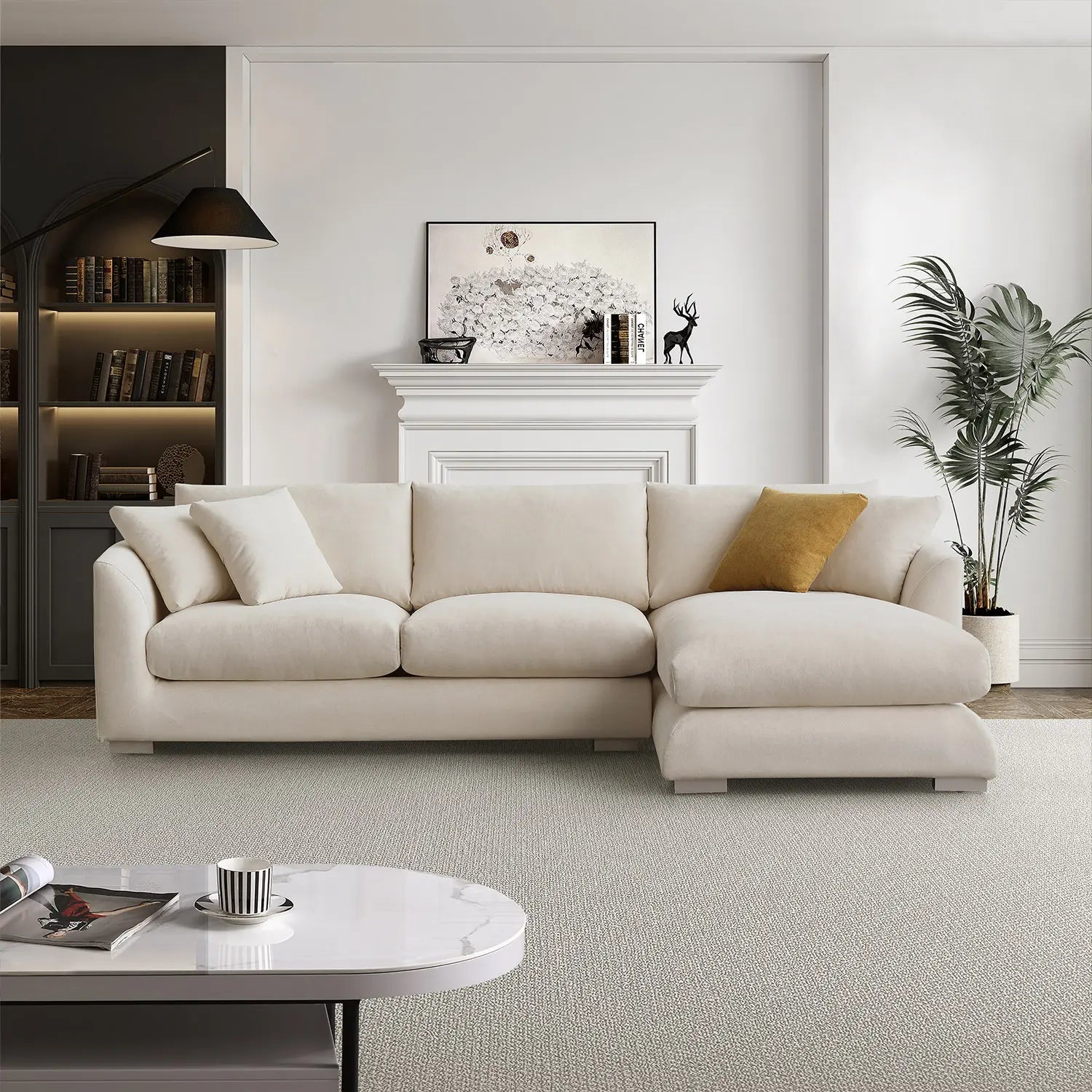 Sydney Feather Sectional Sofa - Beige