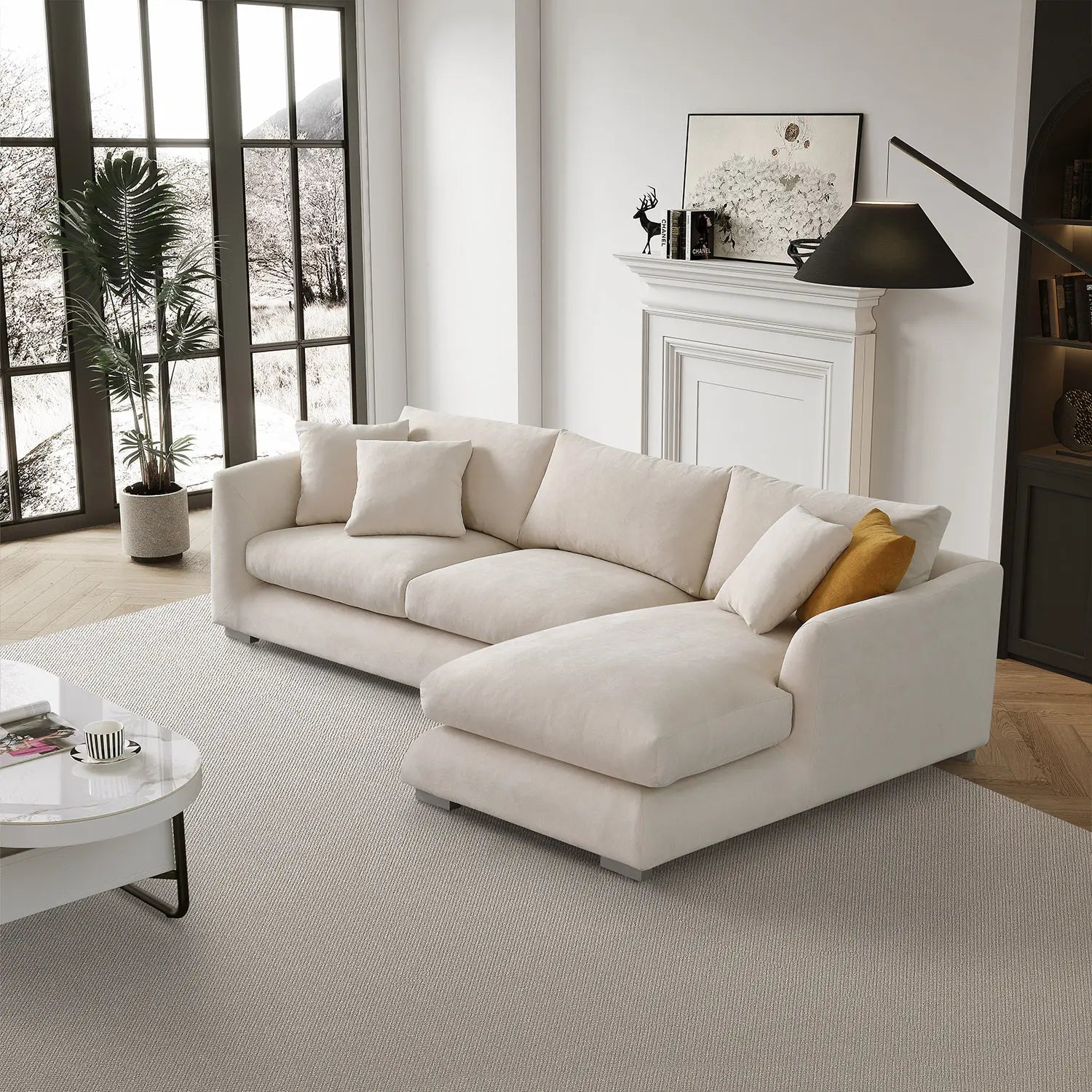 Sydney Feather Sectional Sofa - Beige