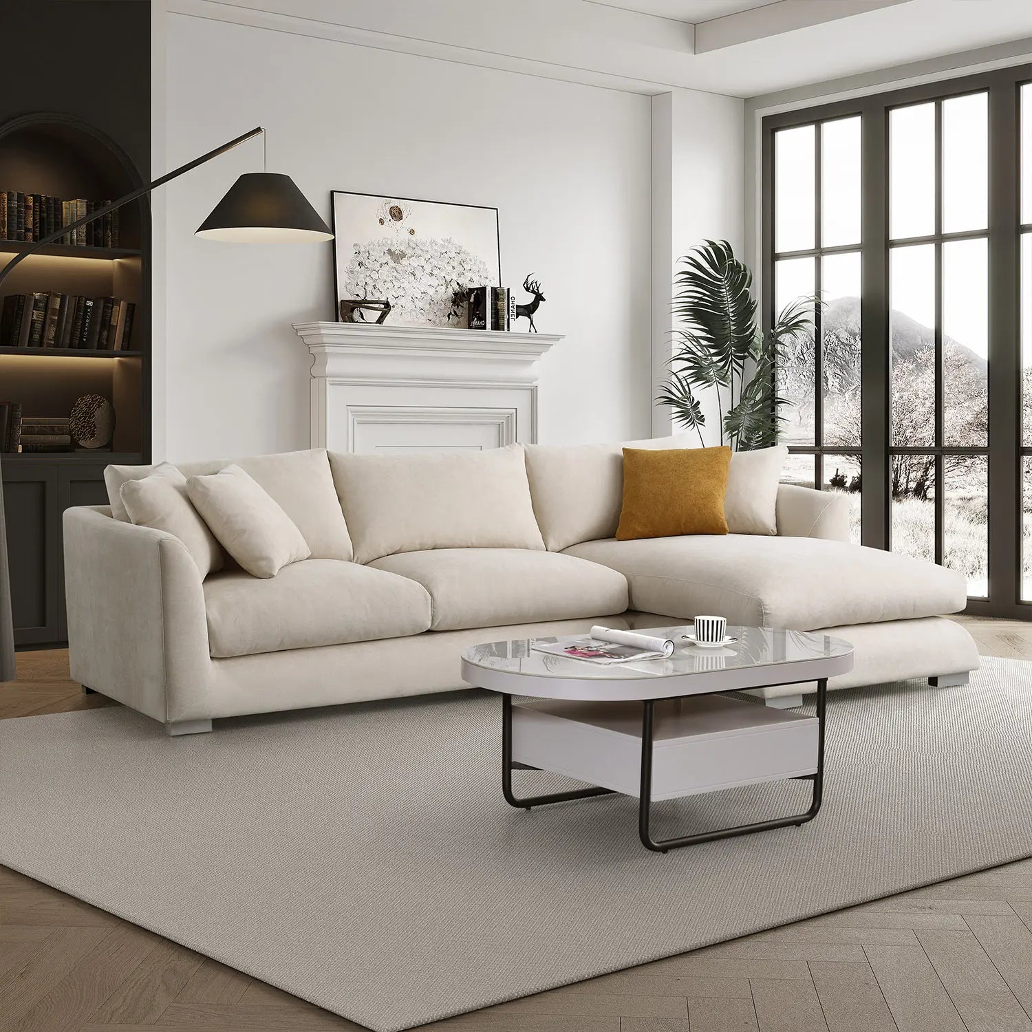 Sydney Feather Sectional Sofa - Beige