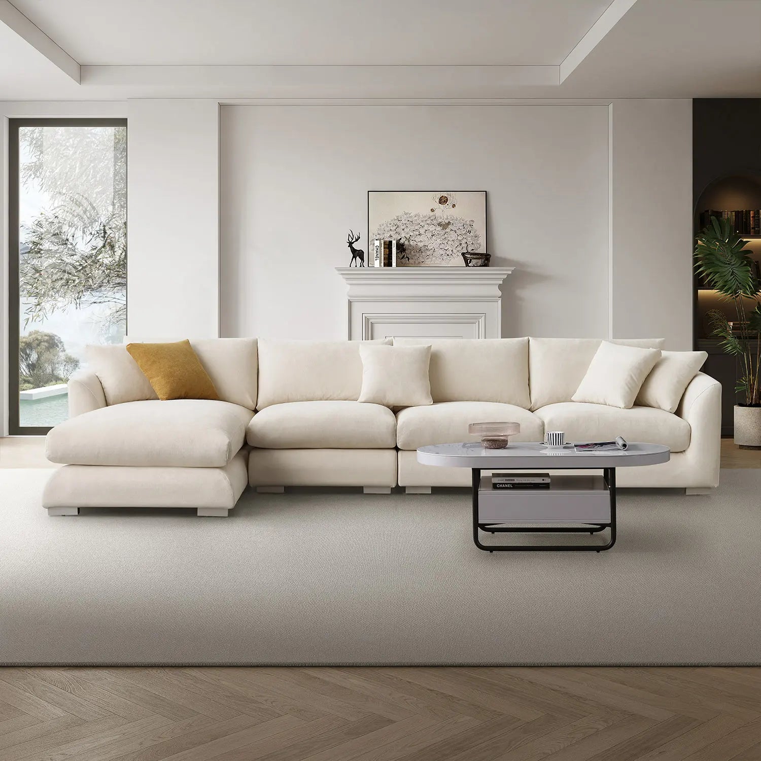 Sydney Feather Sectional Sofa - Beige