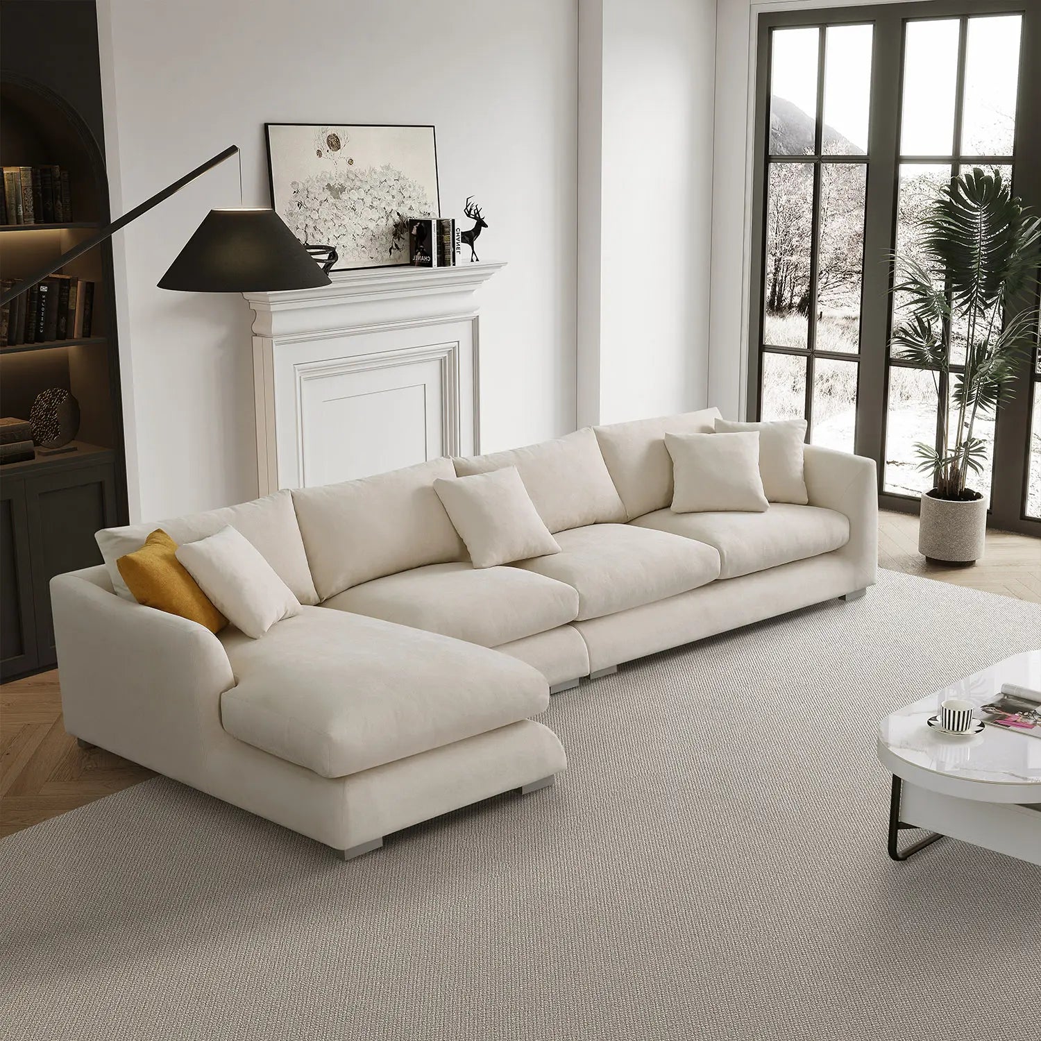 Sydney Feather Sectional Sofa - Beige