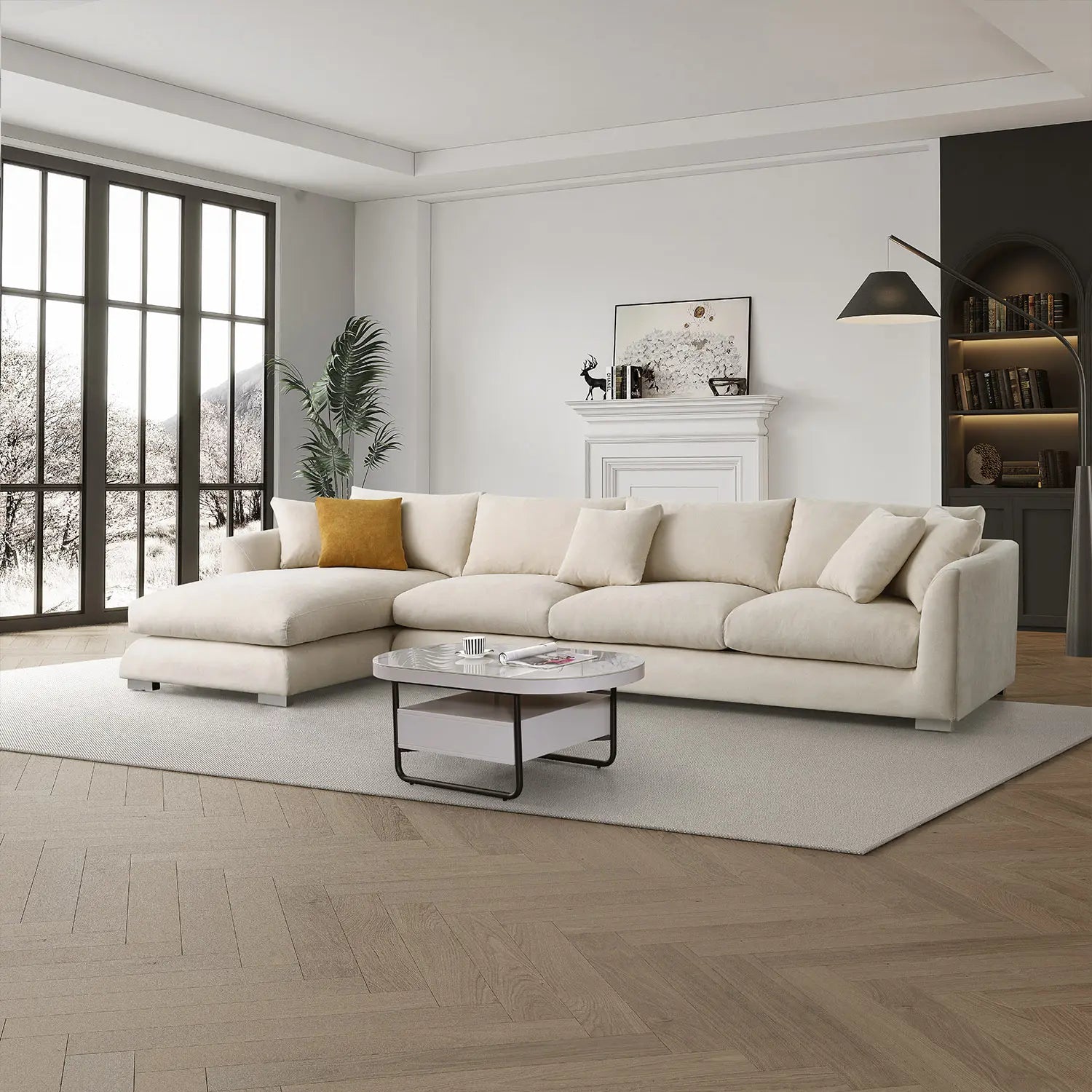 Sydney Feather Sectional Sofa - Beige