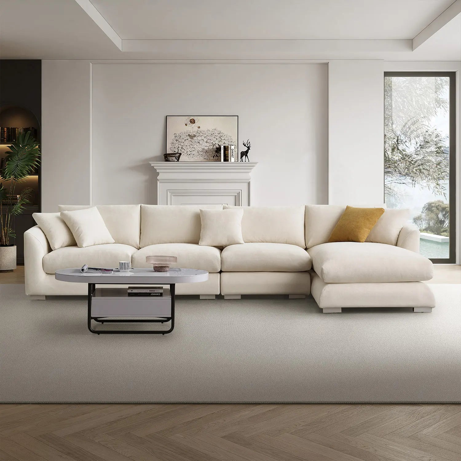 Sydney Feather Sectional Sofa - Beige