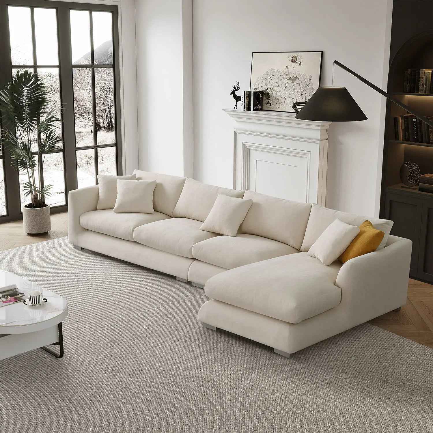 Sydney Feather Sectional Sofa - Beige