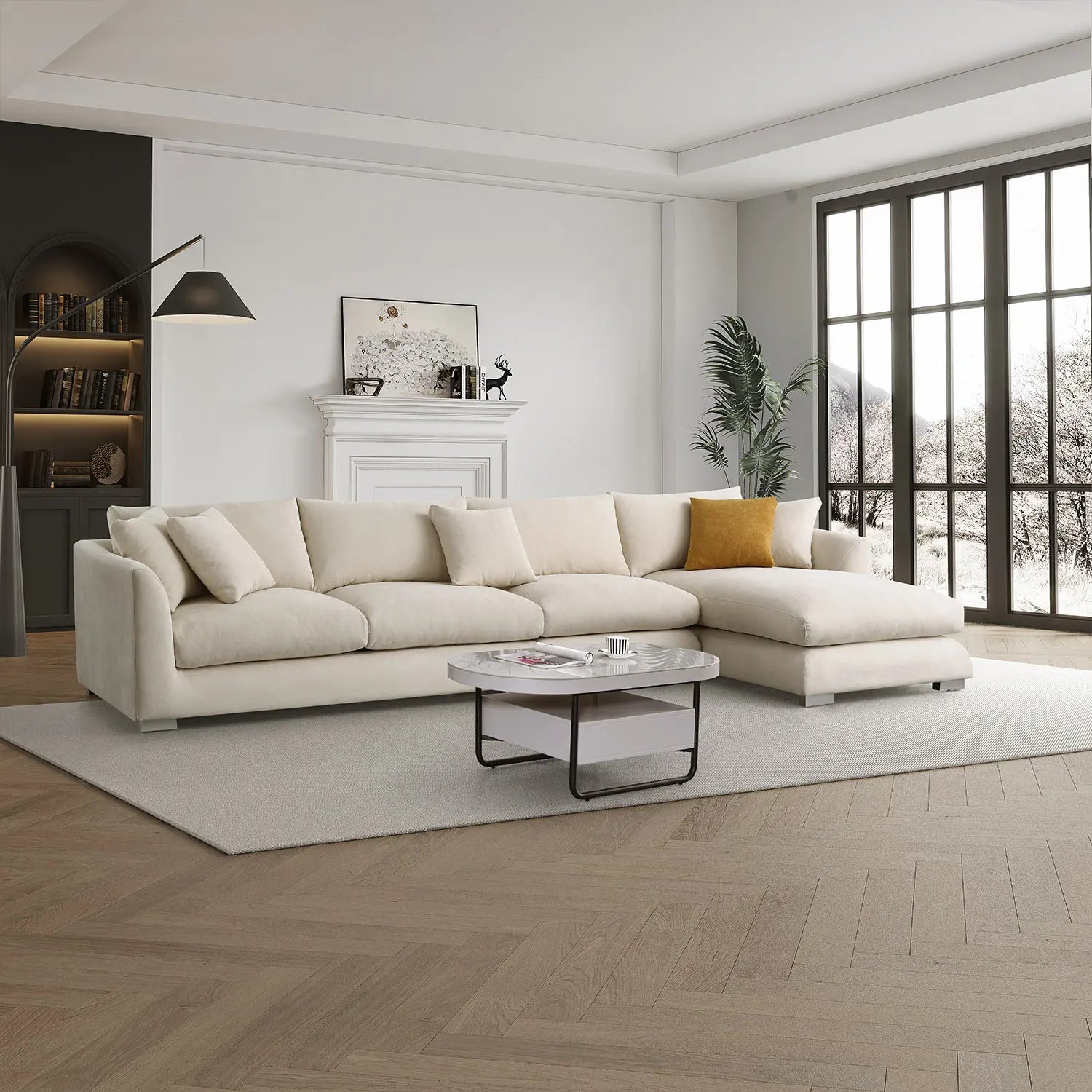 Sydney Feather Sectional Sofa - Beige