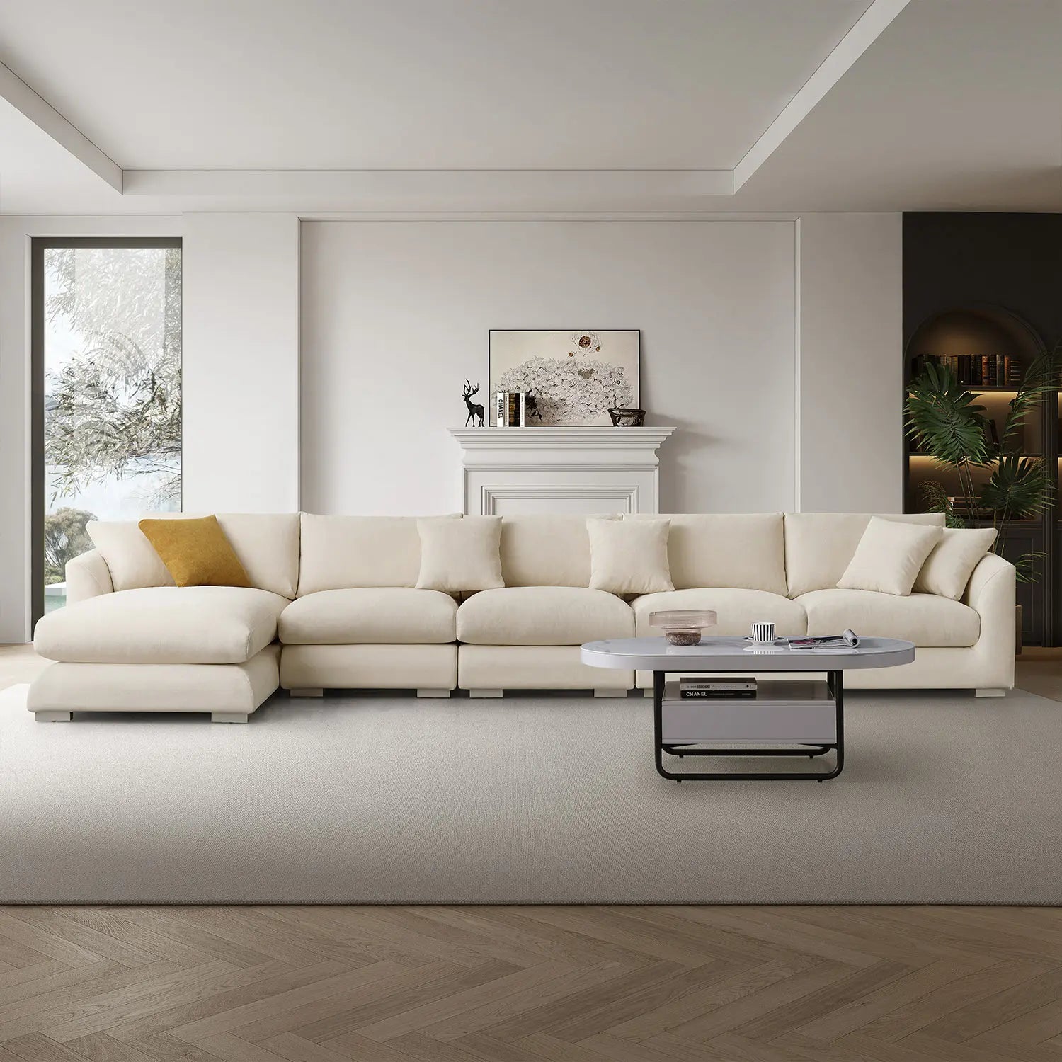 Sydney Feather Sectional Sofa - Beige