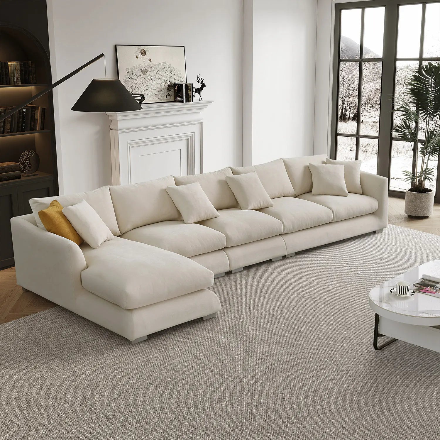 Sydney Feather Sectional Sofa - Beige