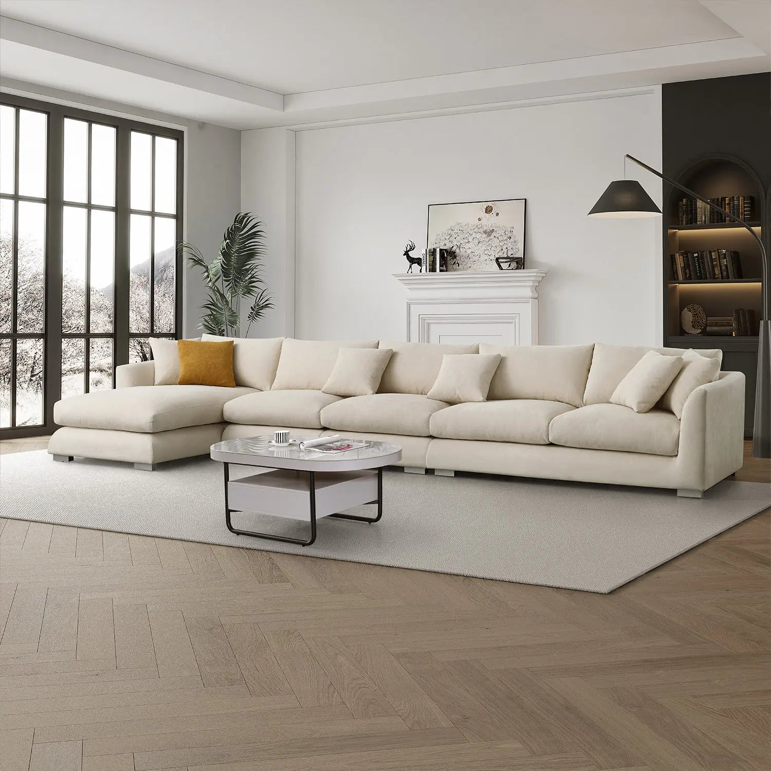 Sydney Feather Sectional Sofa - Beige