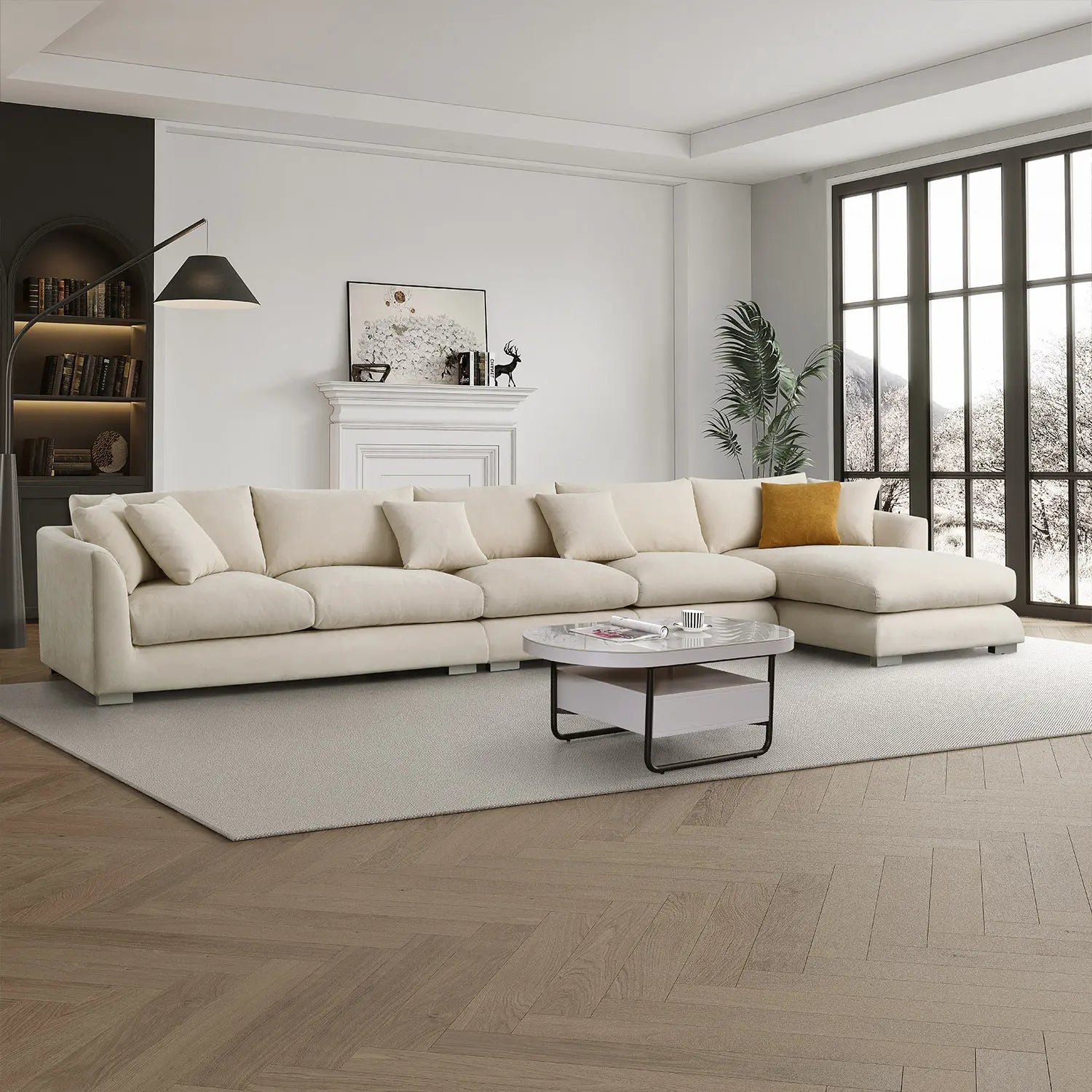 Sydney Feather Sectional Sofa - Beige