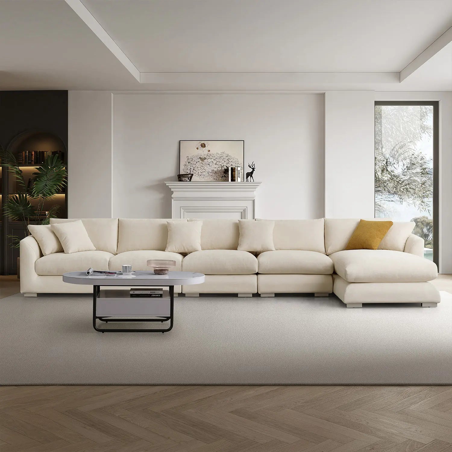 Sydney Feather Sectional Sofa - Beige