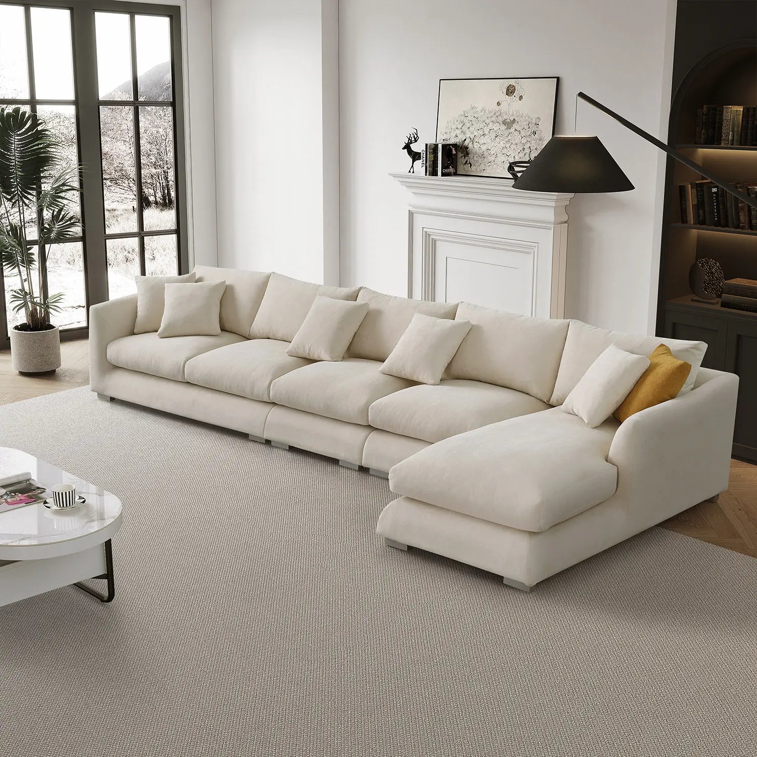 Sydney Feather Sectional Sofa - Beige