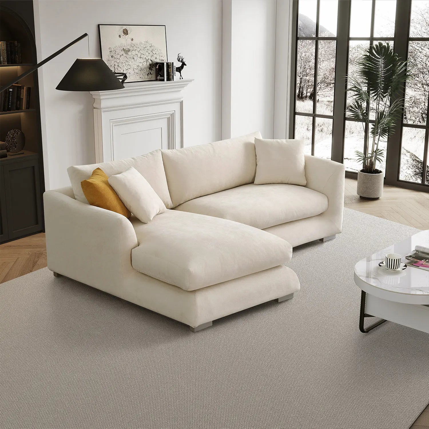 Sydney Feather Sectional Sofa - Beige