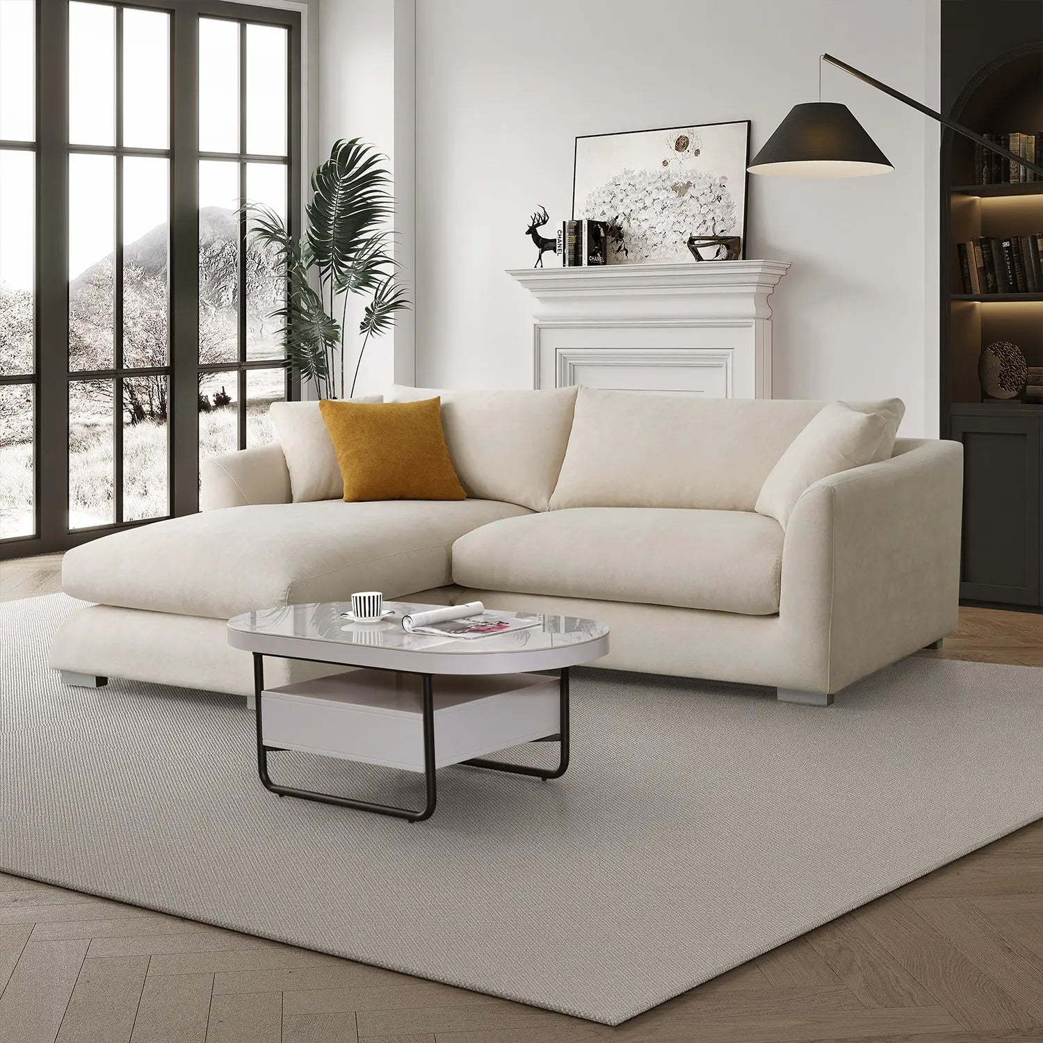 Sydney Feather Sectional Sofa - Beige