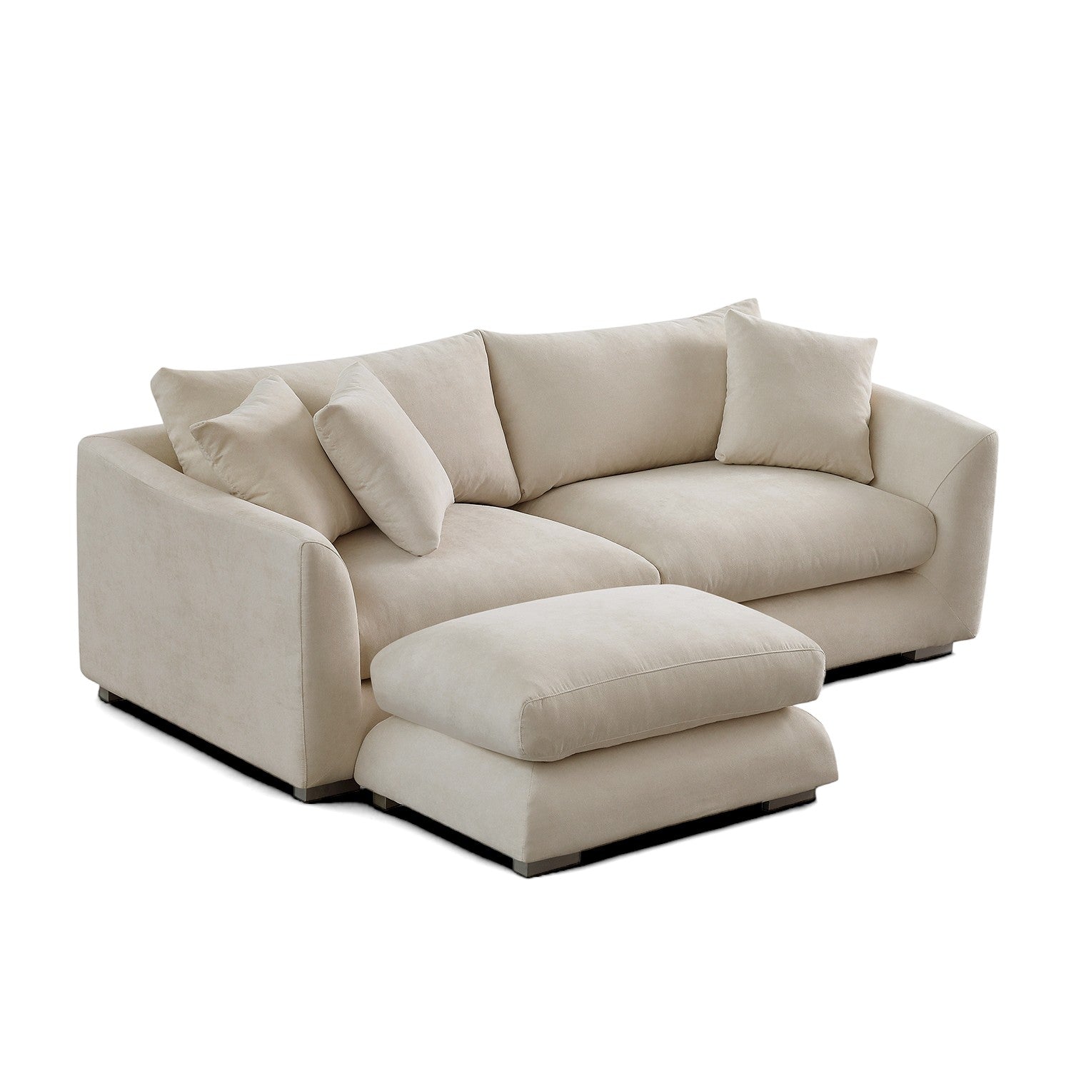 Sydney Feather Sofa + Ottoman - Beige