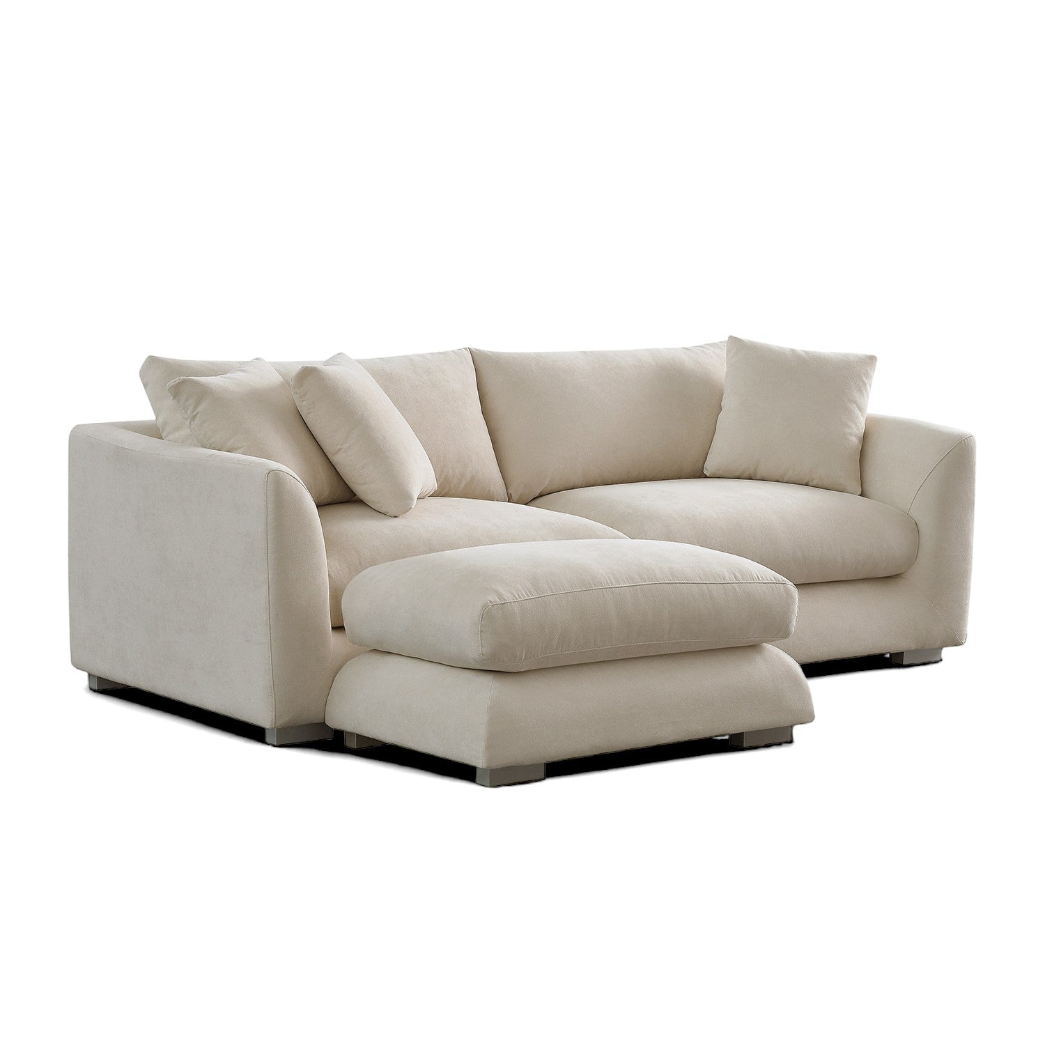Sydney Feather Sofa + Ottoman - Beige