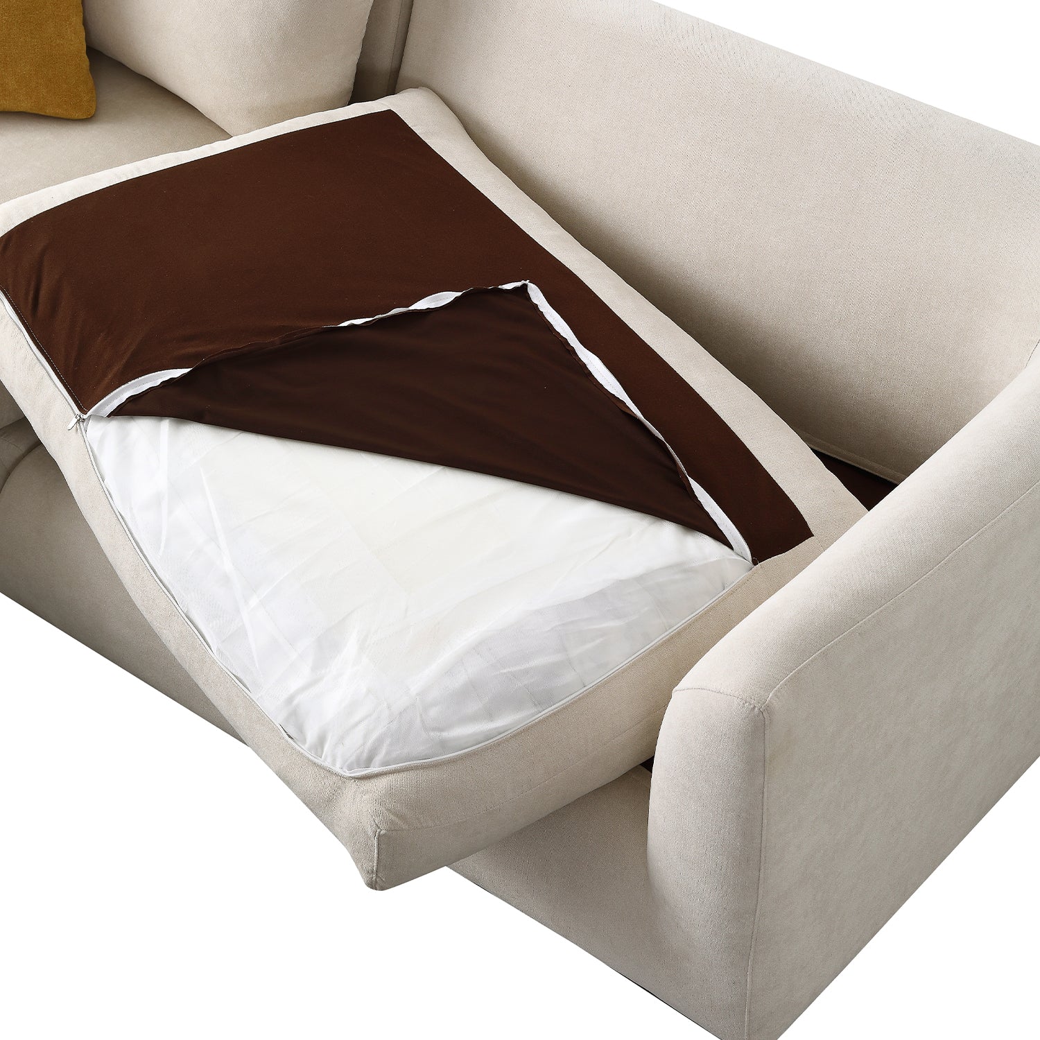 Sydney Feather Sofa + Ottoman - Beige