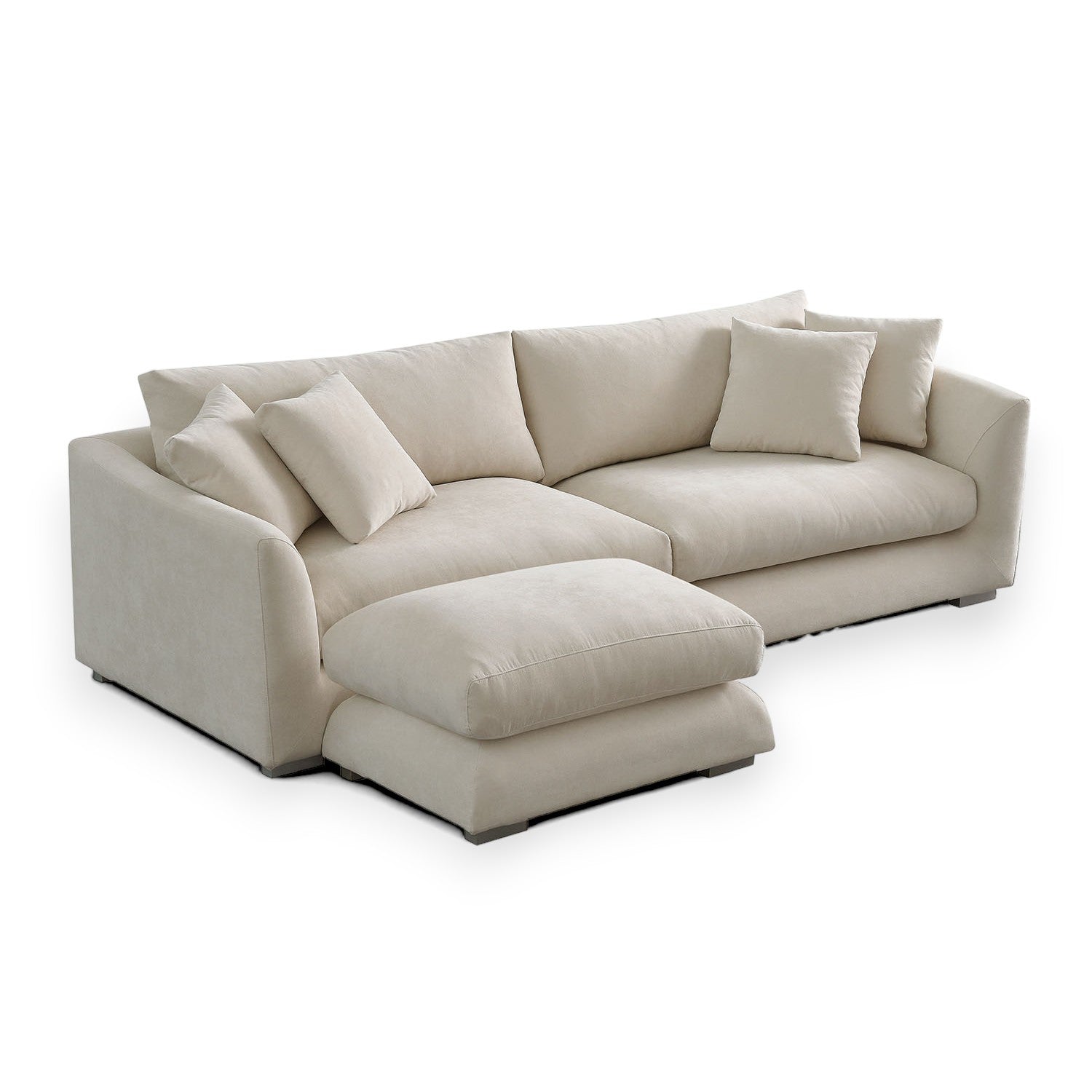 Sydney Feather Sofa + Ottoman - Beige