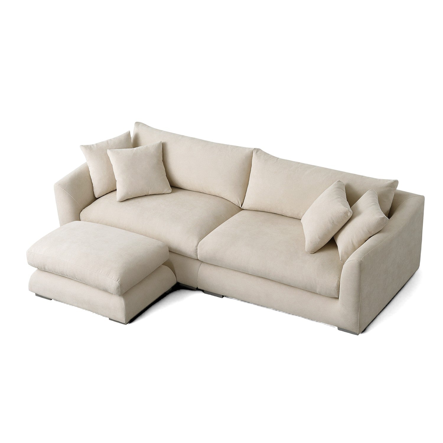 Sydney Feather Sofa + Ottoman - Beige