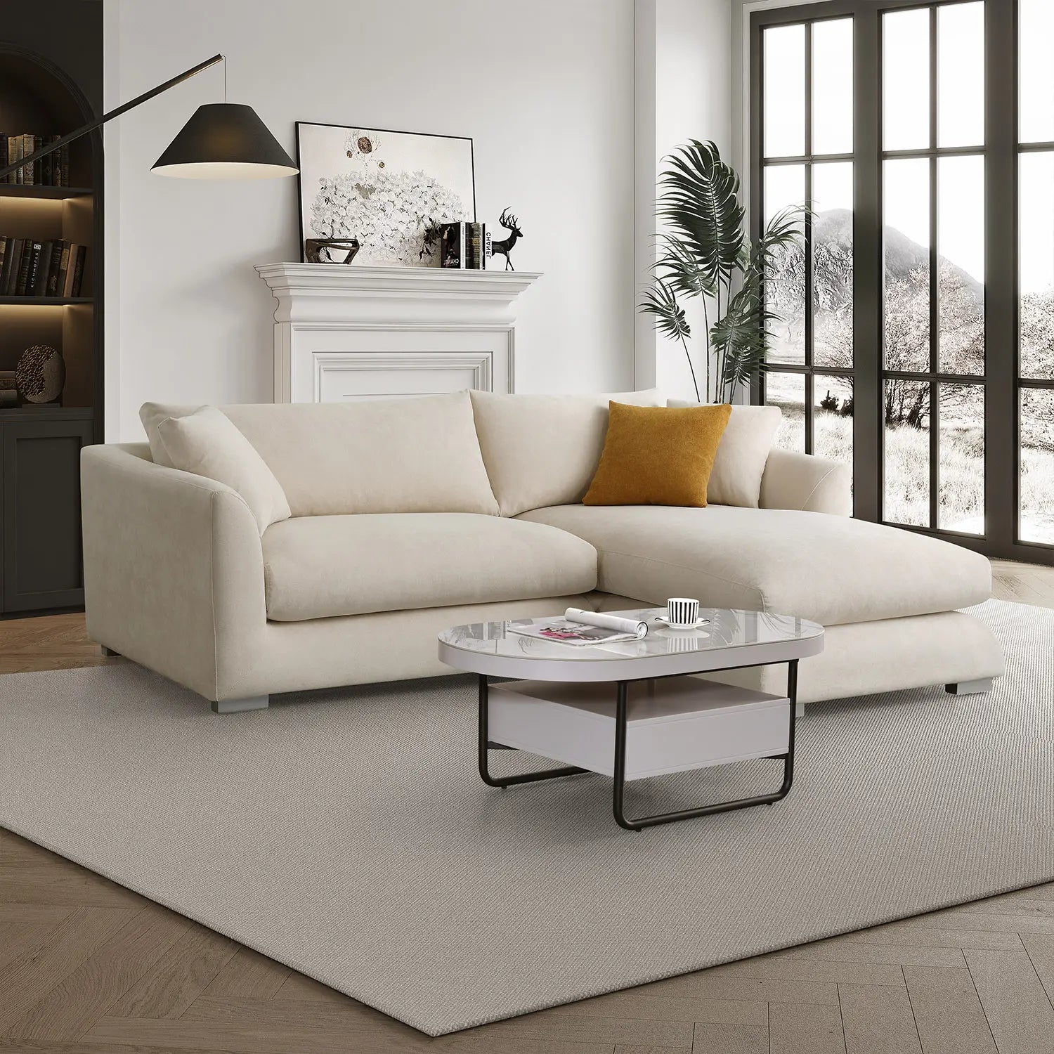 Sydney Feather Sectional Sofa - Beige