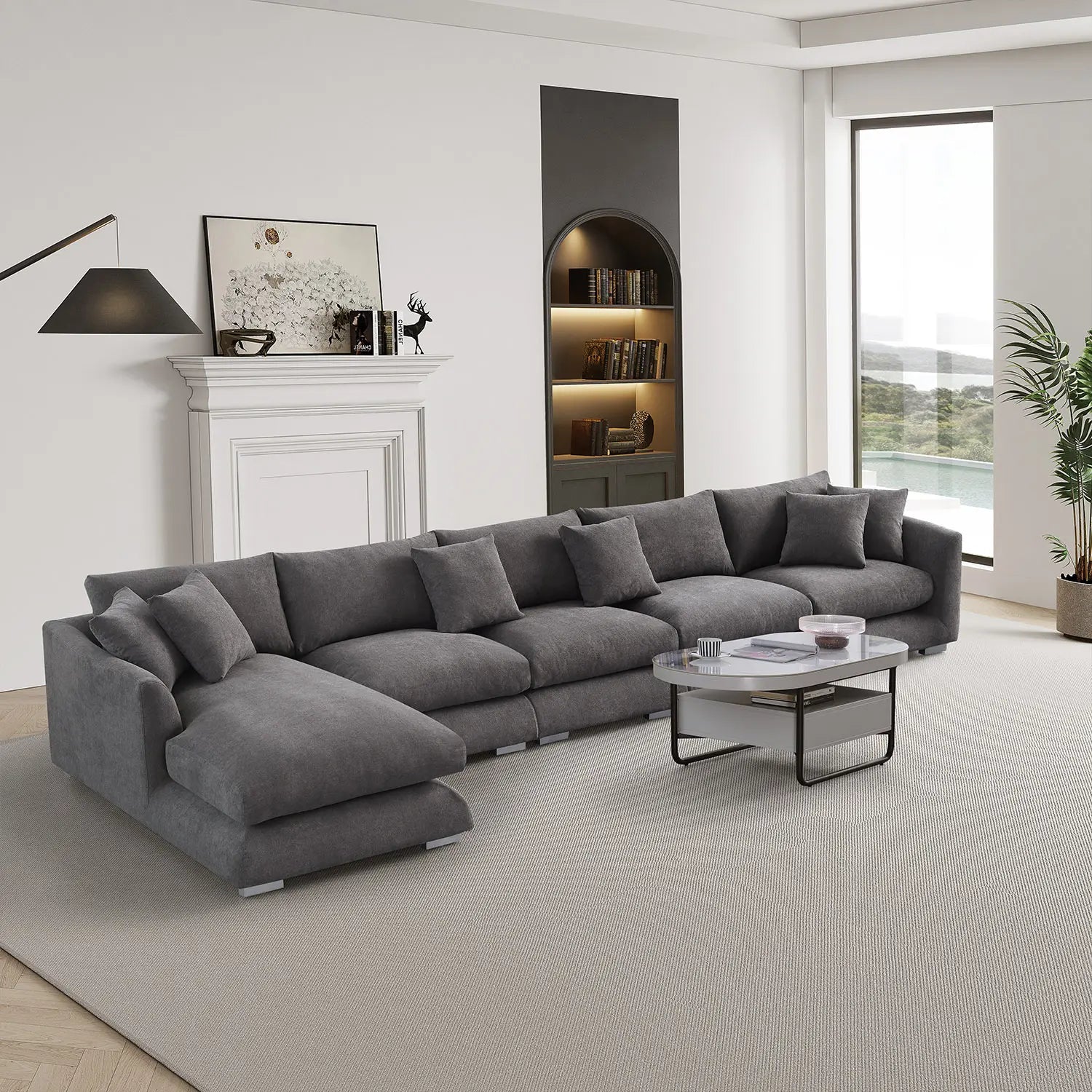 Sydney Feather Sectional Sofa - Grey