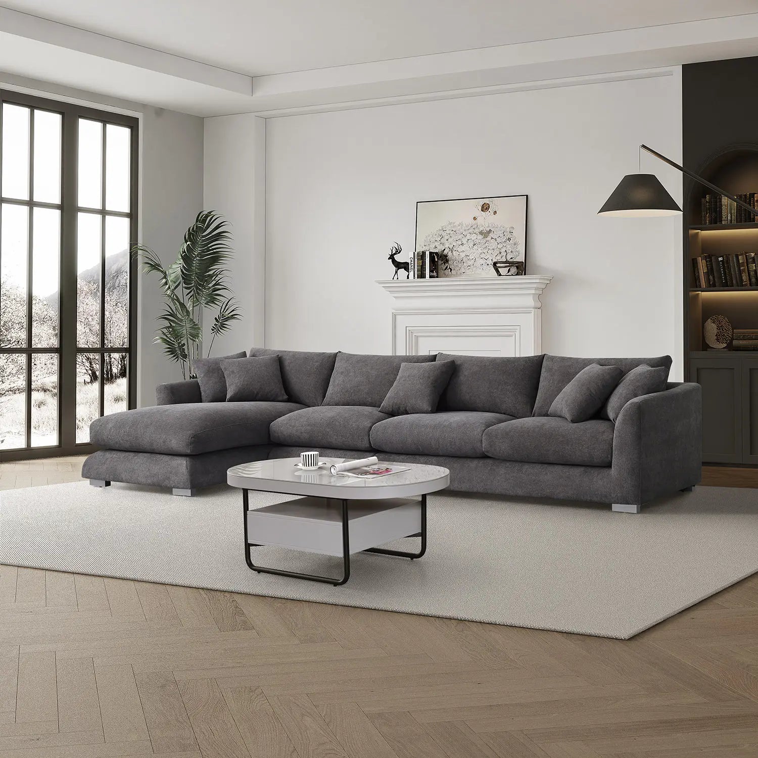Sydney Feather Sectional Sofa - Grey