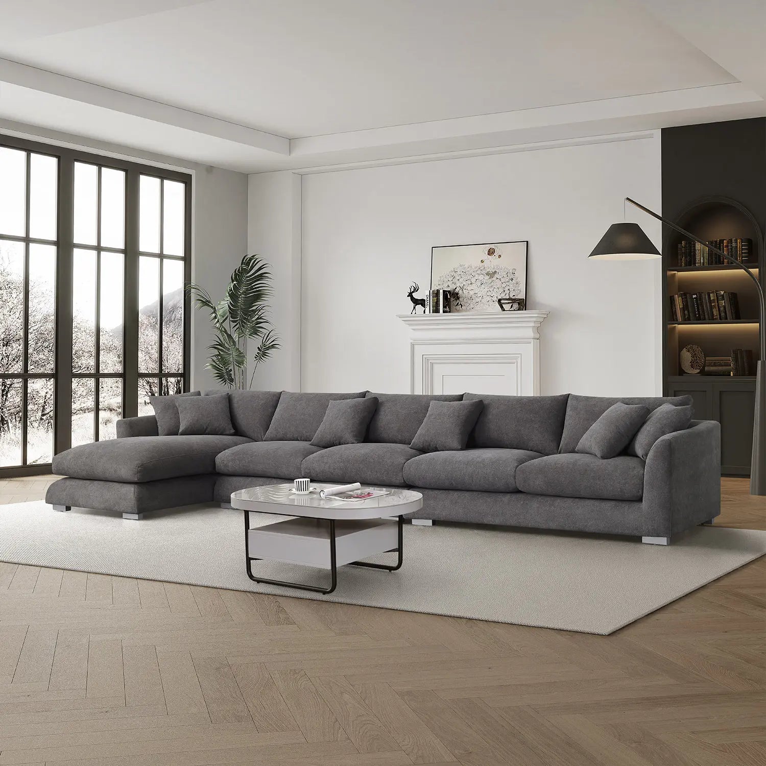 Sydney Feather Sectional Sofa - Grey