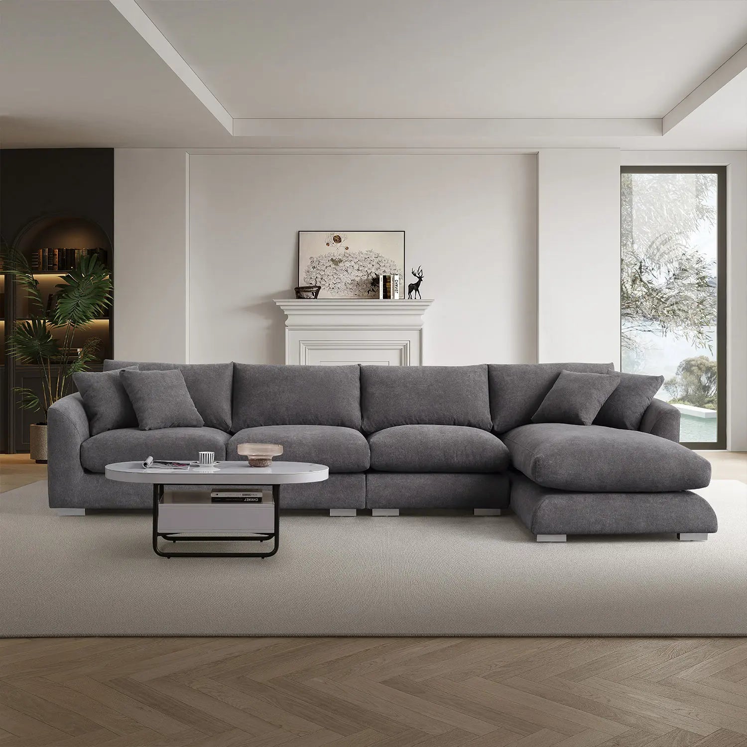 Sydney Feather Sectional Sofa - Grey