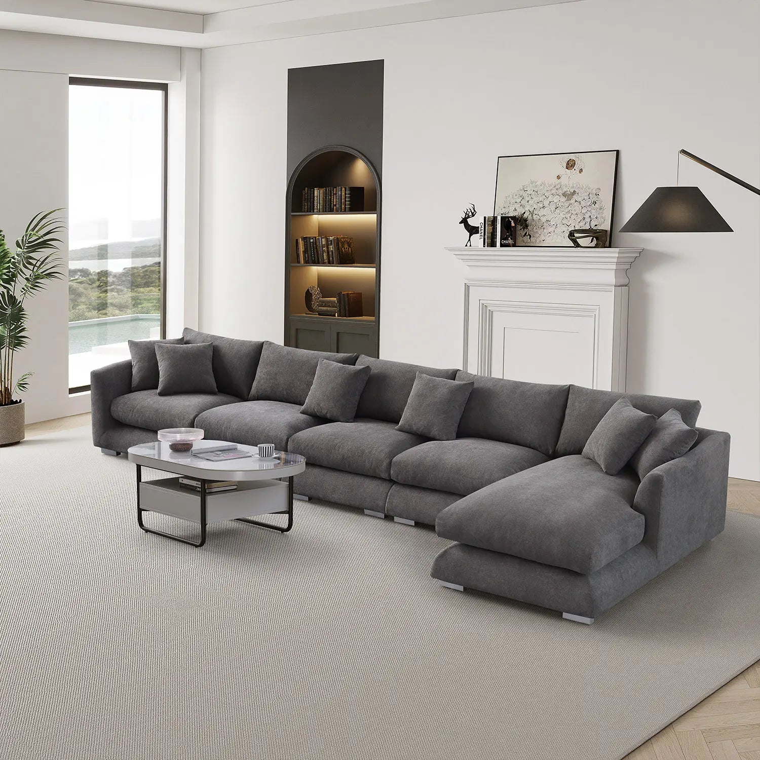 Sydney Feather Sectional Sofa - Grey