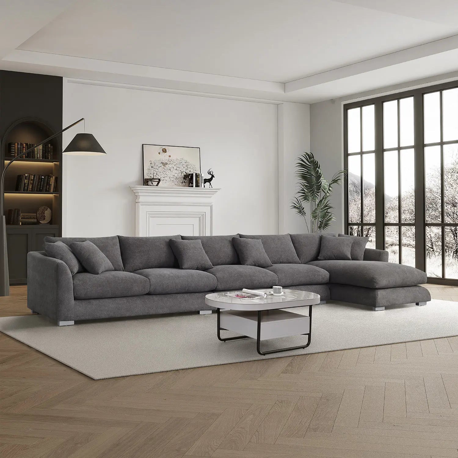 Sydney Feather Sectional Sofa - Grey