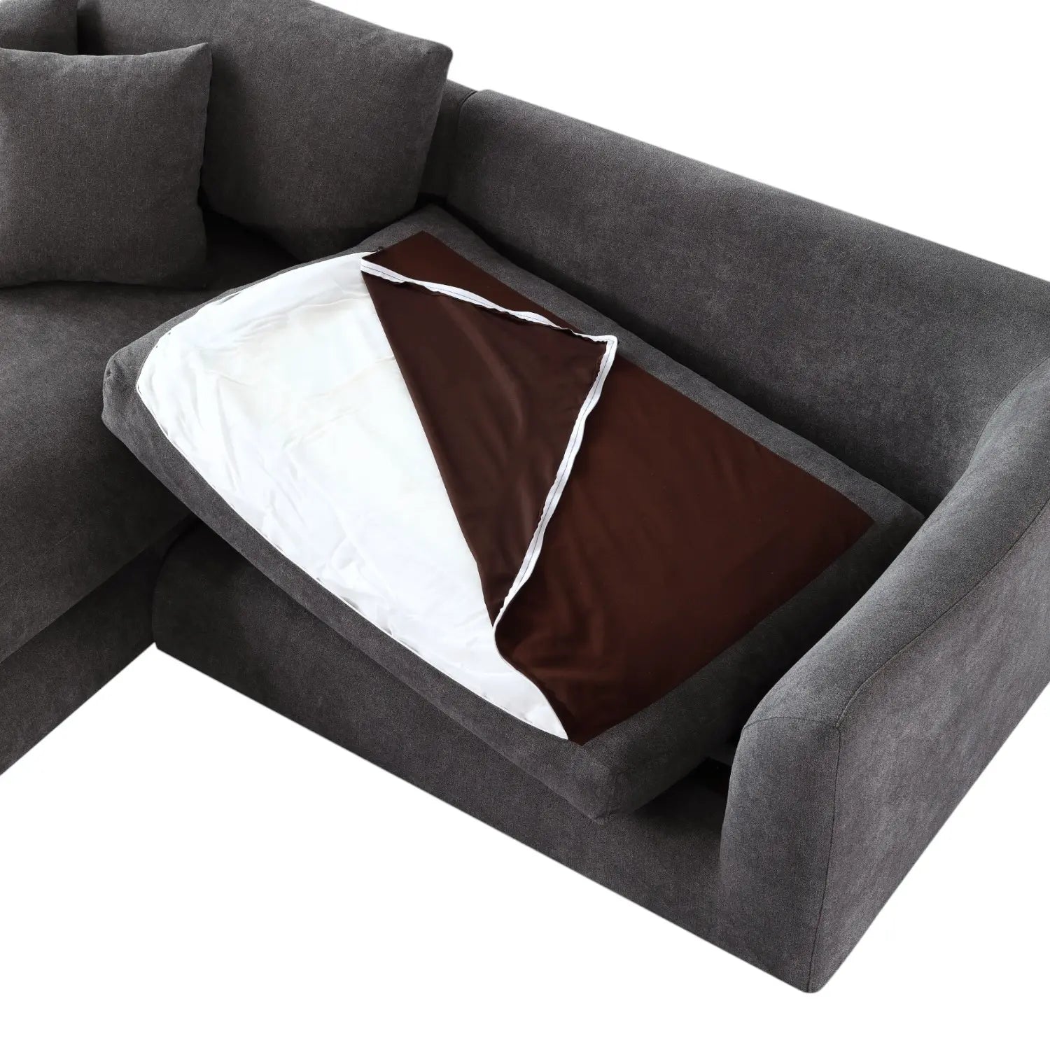 Sydney Feather Sectional Sofa - Grey