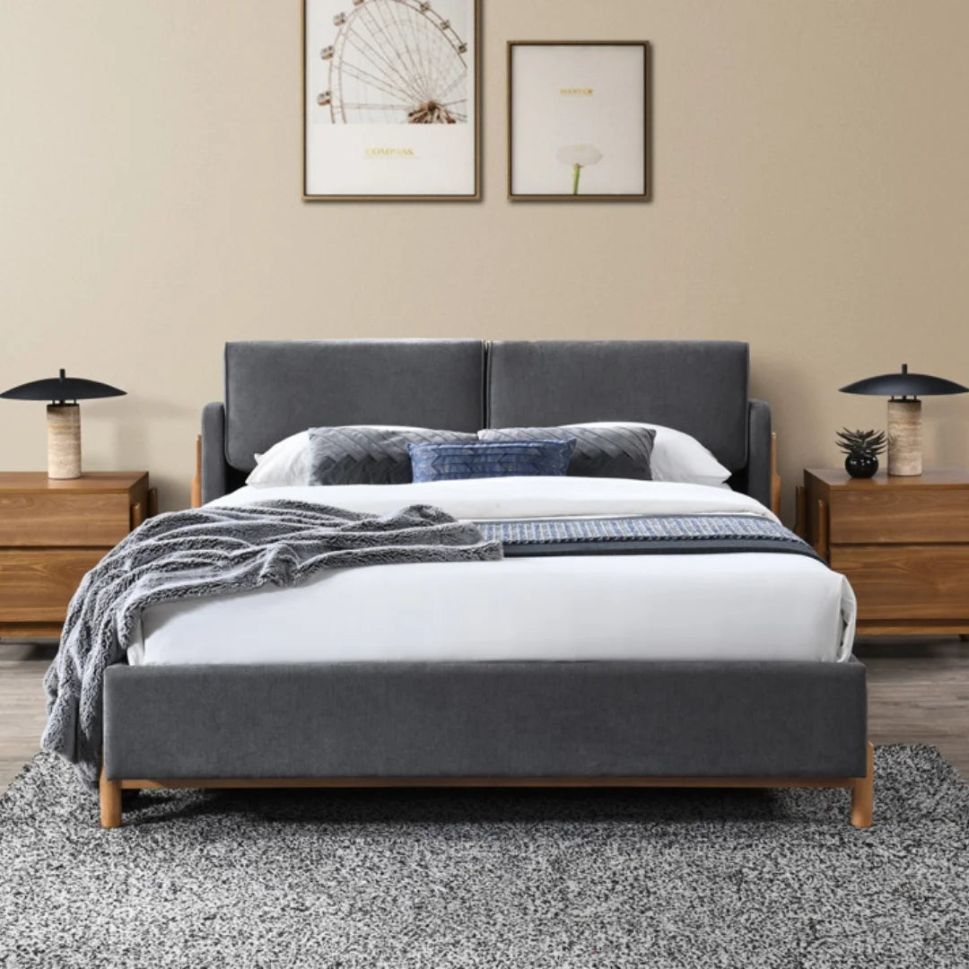 Cortina Bed - Dark Grey & Walnut