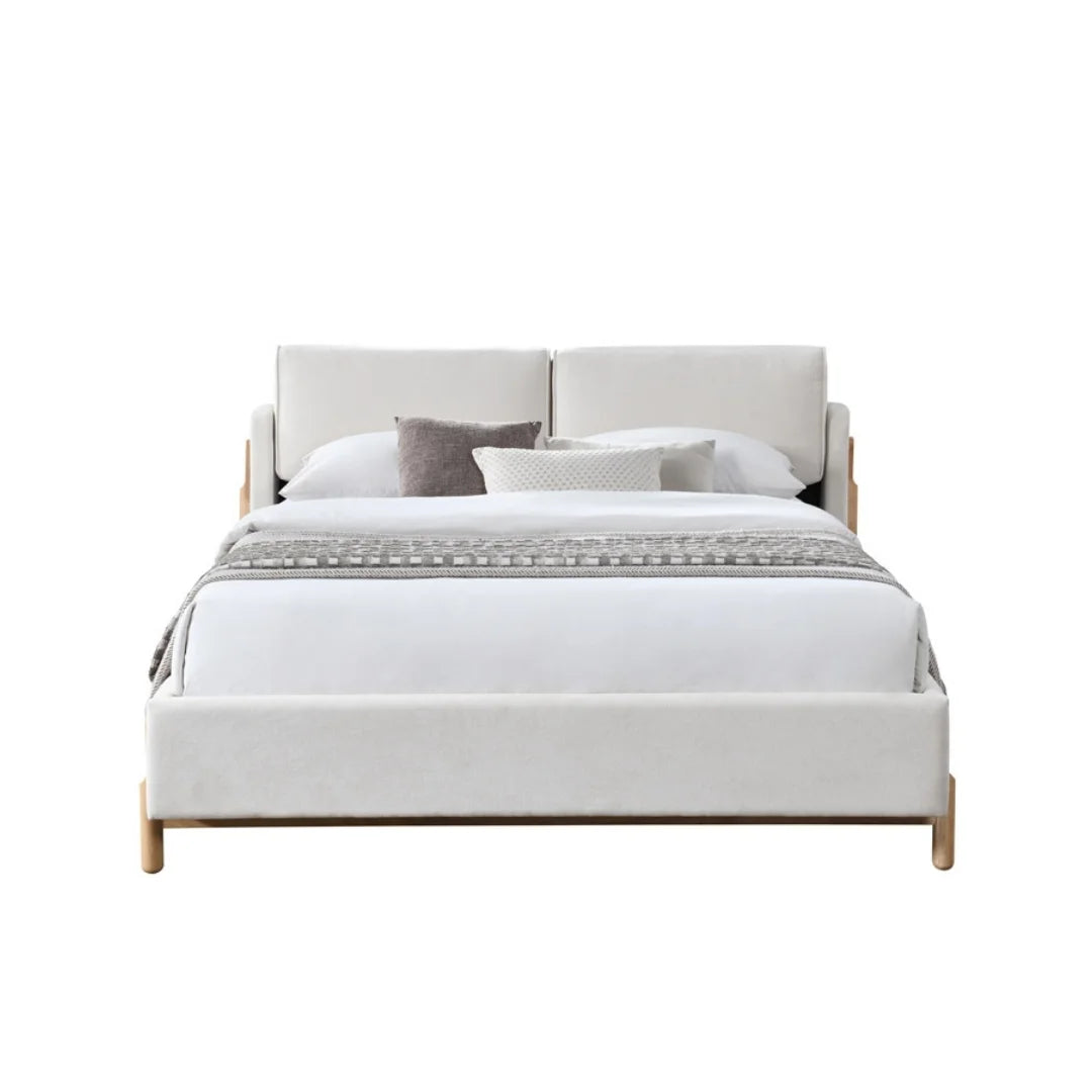 Cortina Bed - Cream & Natural Wood