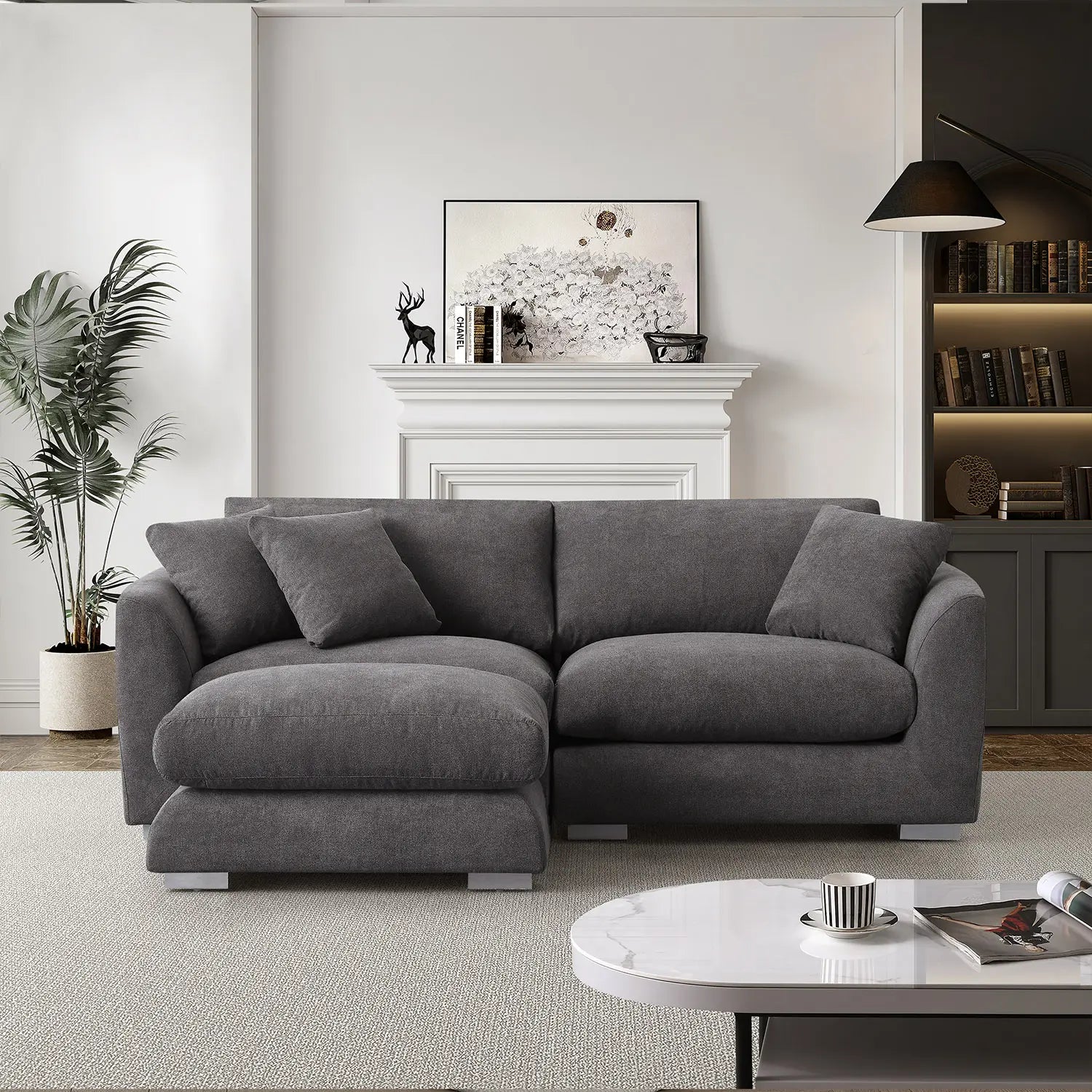 Sydney Feather 2.0 Sofa + Ottoman - Grey