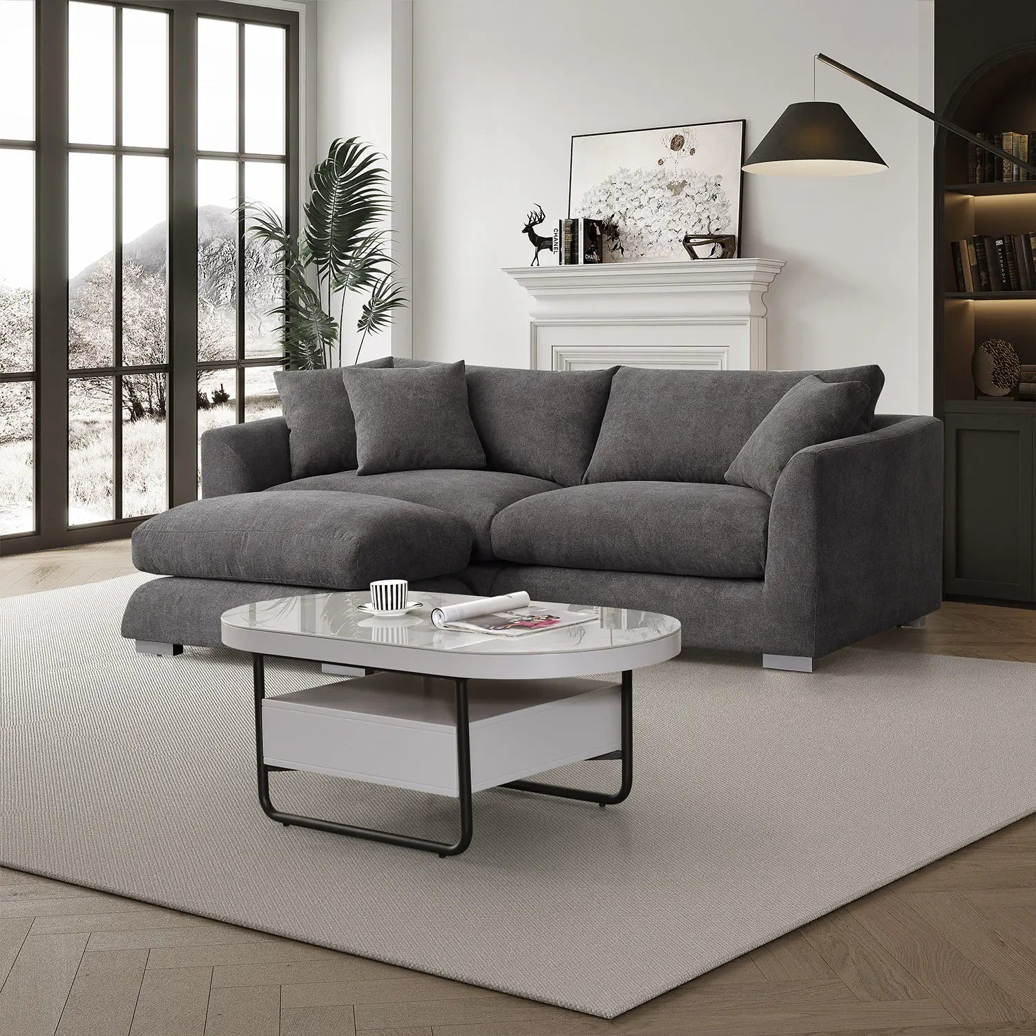 Sydney Feather 2.0 Sofa + Ottoman - Grey