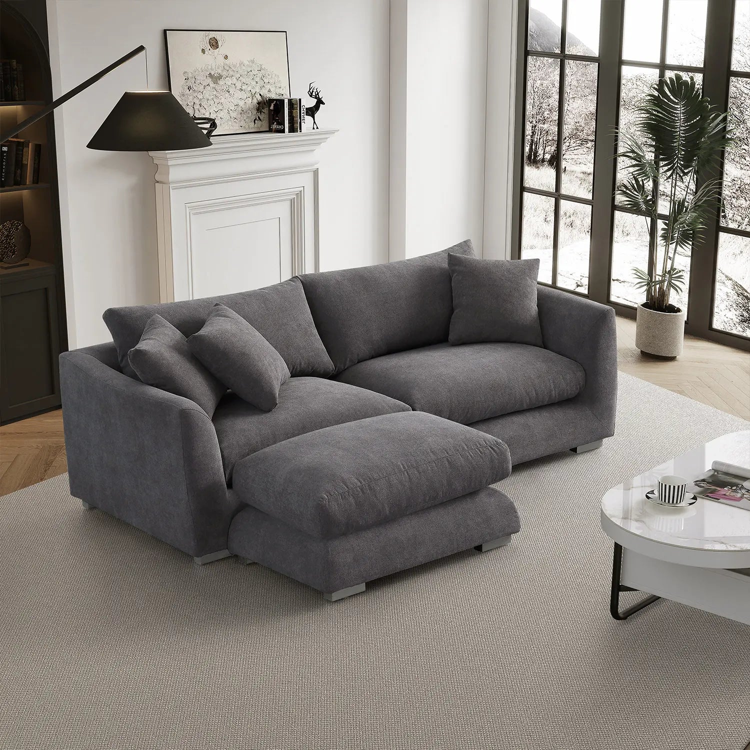 Sydney Feather 2.0 Sofa + Ottoman - Grey