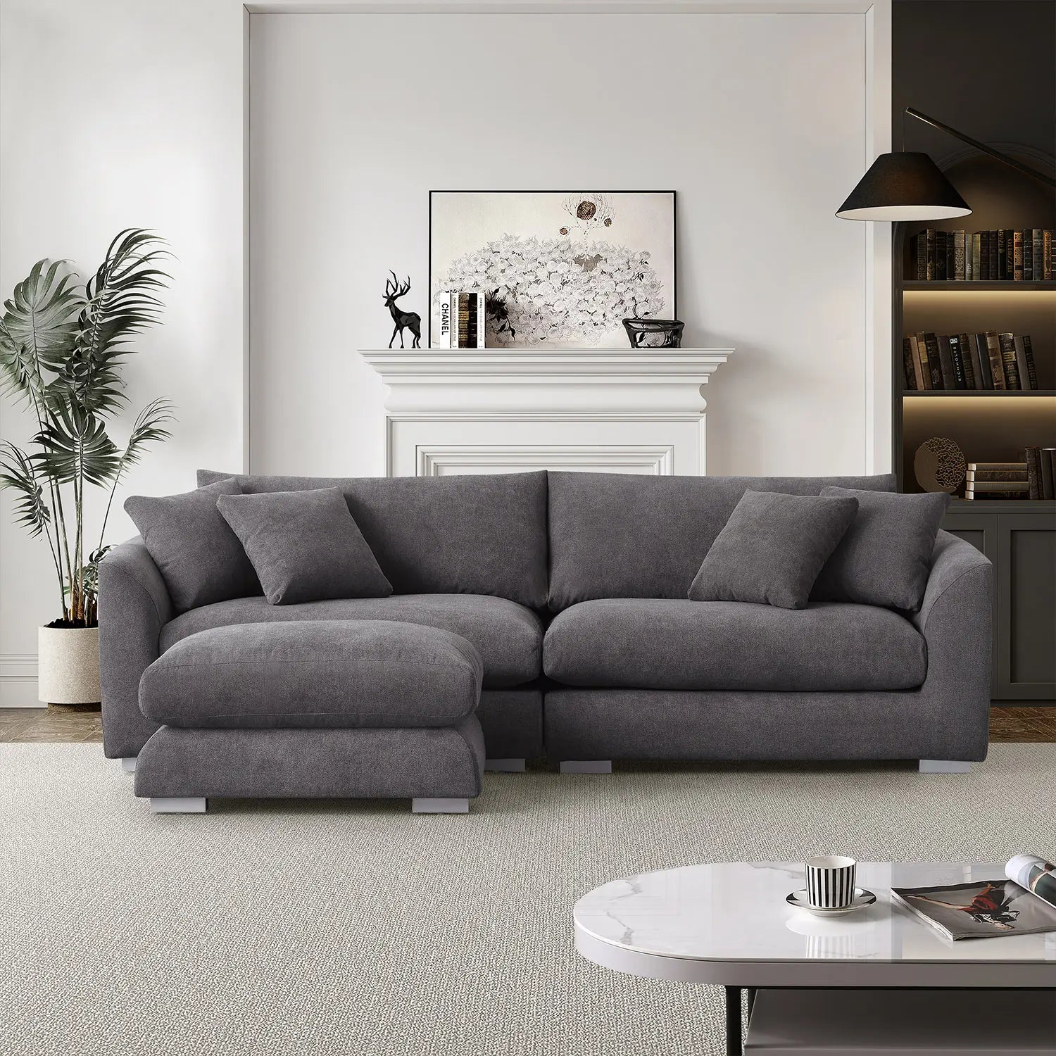 Sydney Feather 2.0 Sofa + Ottoman - Grey